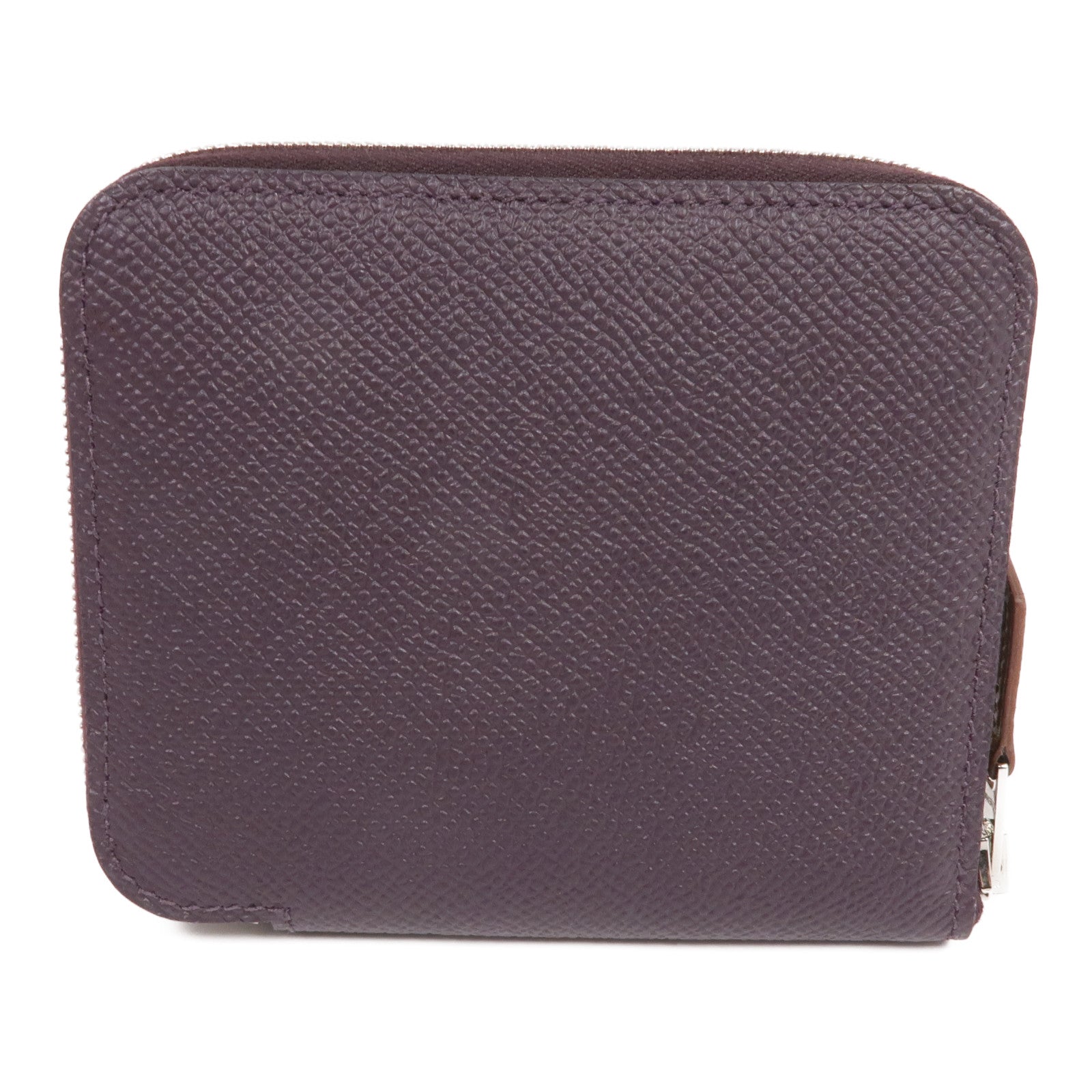 HERMES Epsom皮革Silk'In Compact Wallet銀扣錢包Cassis