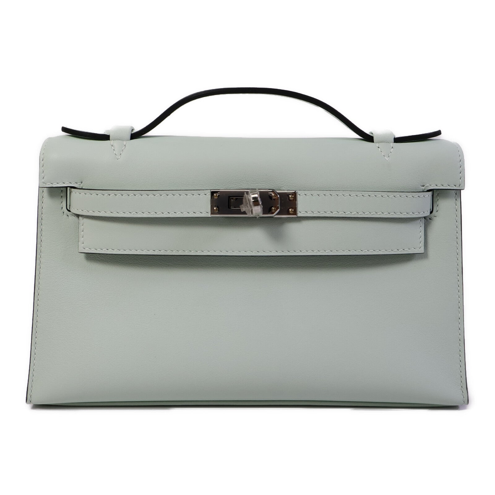 HERMES Swift皮革Kelly Pochette手挽袋Vert Fizz
