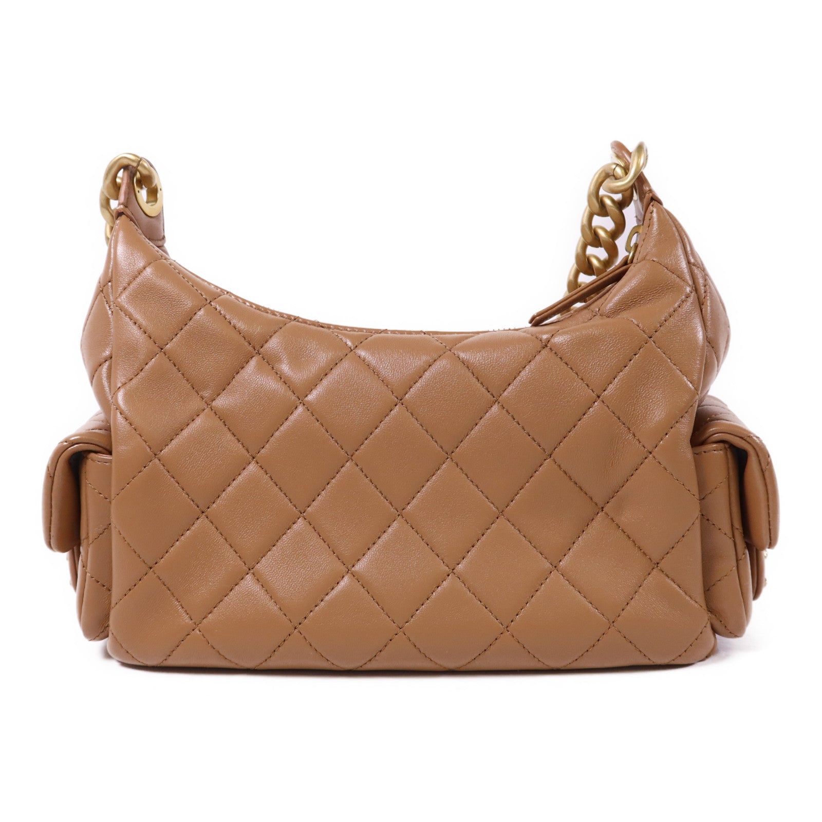 CHANEL 牛皮皮革Hobo Bag金扣鏈帶肩背袋