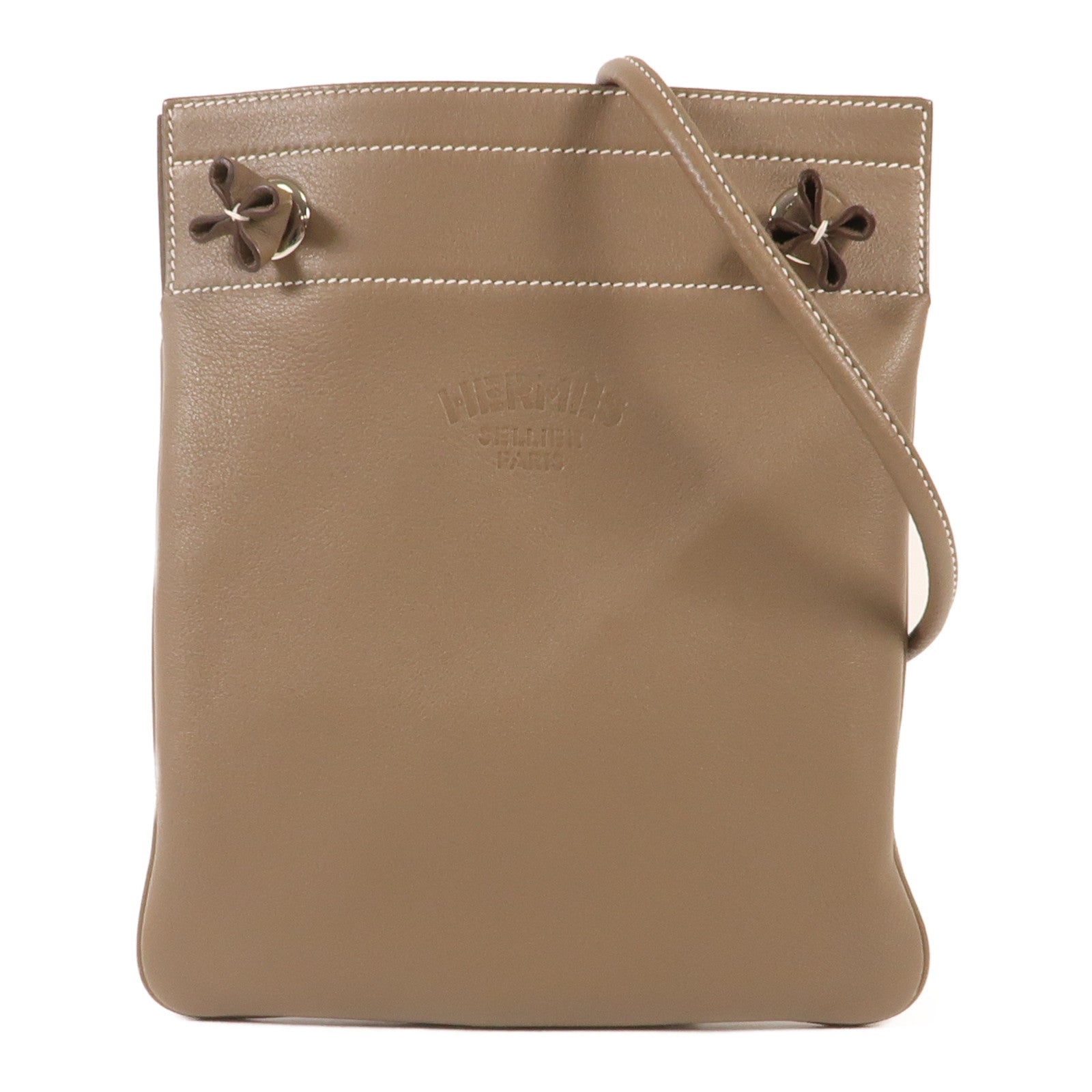 HERMES Swift皮革Aline Mini銀扣肩背袋Etoupe