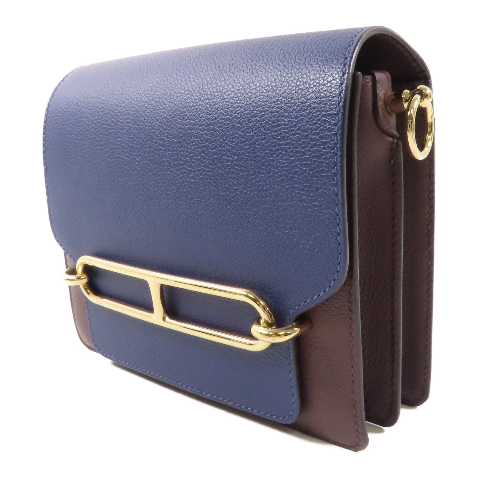 HERMES【激減優惠】 Evercolor皮革Mini Roulis肩背袋Rouge Blue