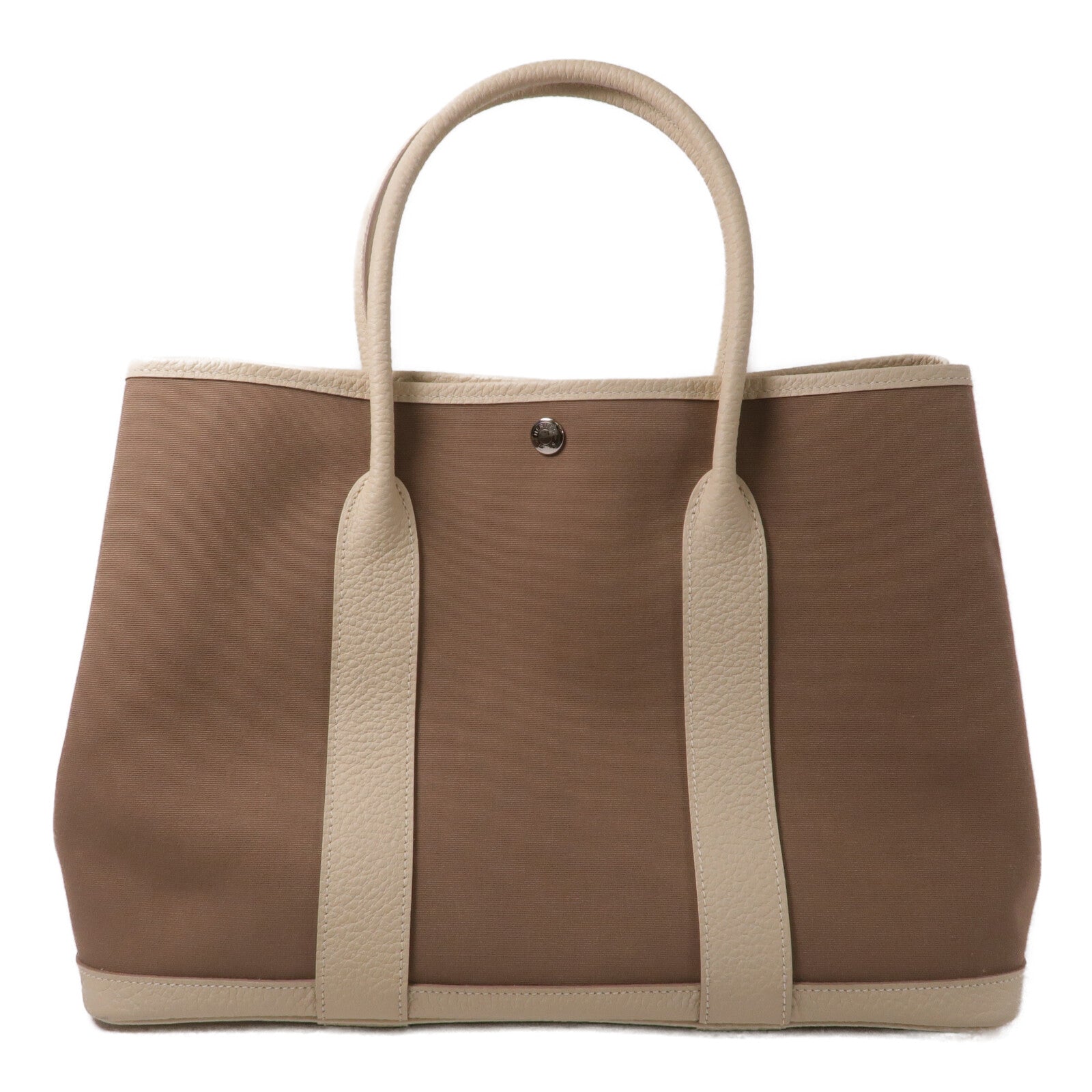 HERMES Toile H帆布Garden Party PM手挽袋Etoupe/Nata