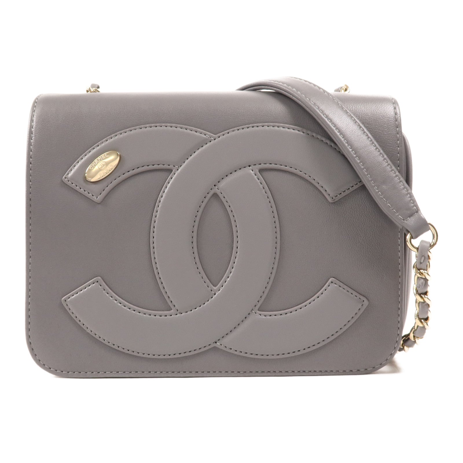 CHANEL 羊皮皮革CC Mania Flap金扣鏈帶肩背袋