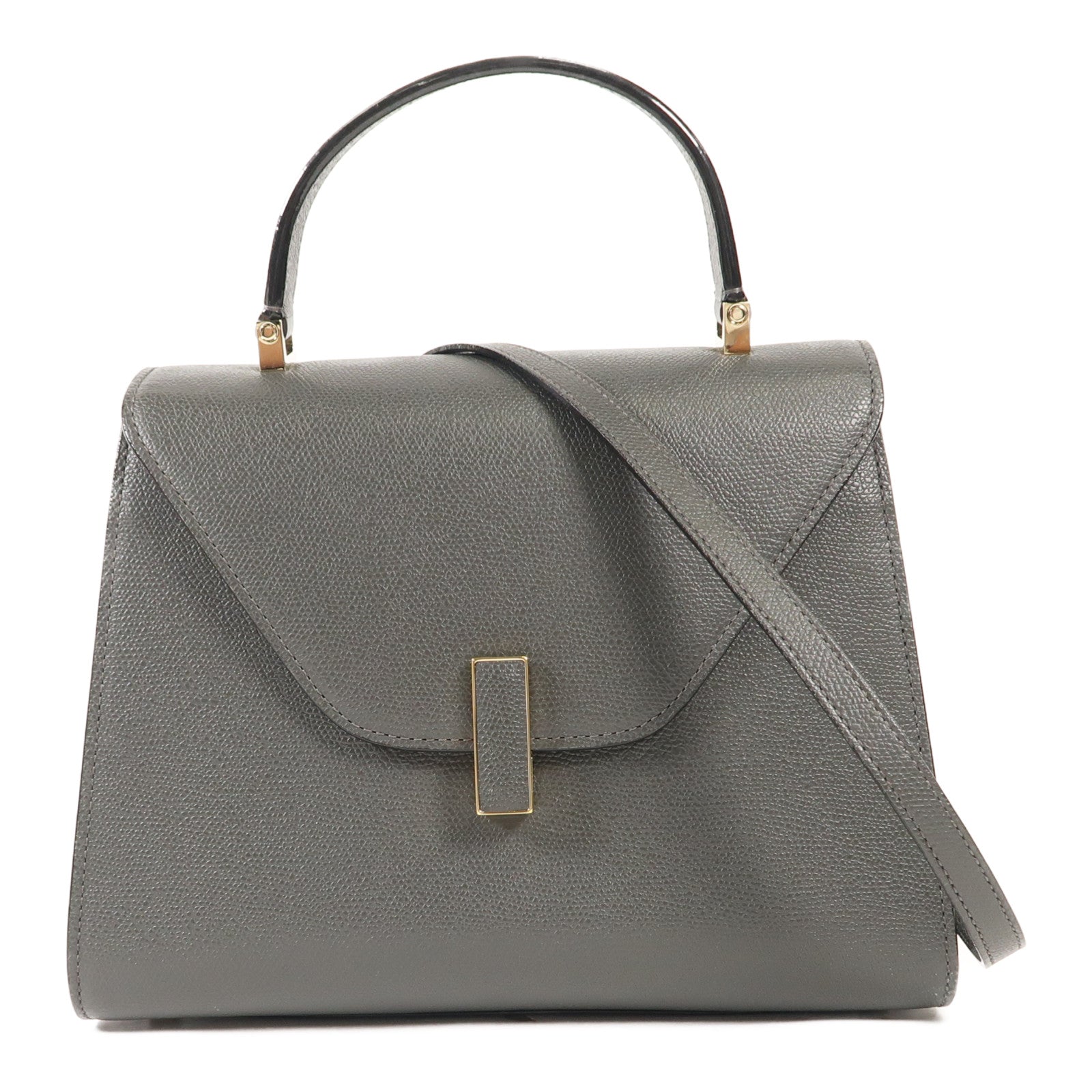Valextra 牛皮皮革Iside Top Handle Medium Bag金扣手挽肩背兩用袋