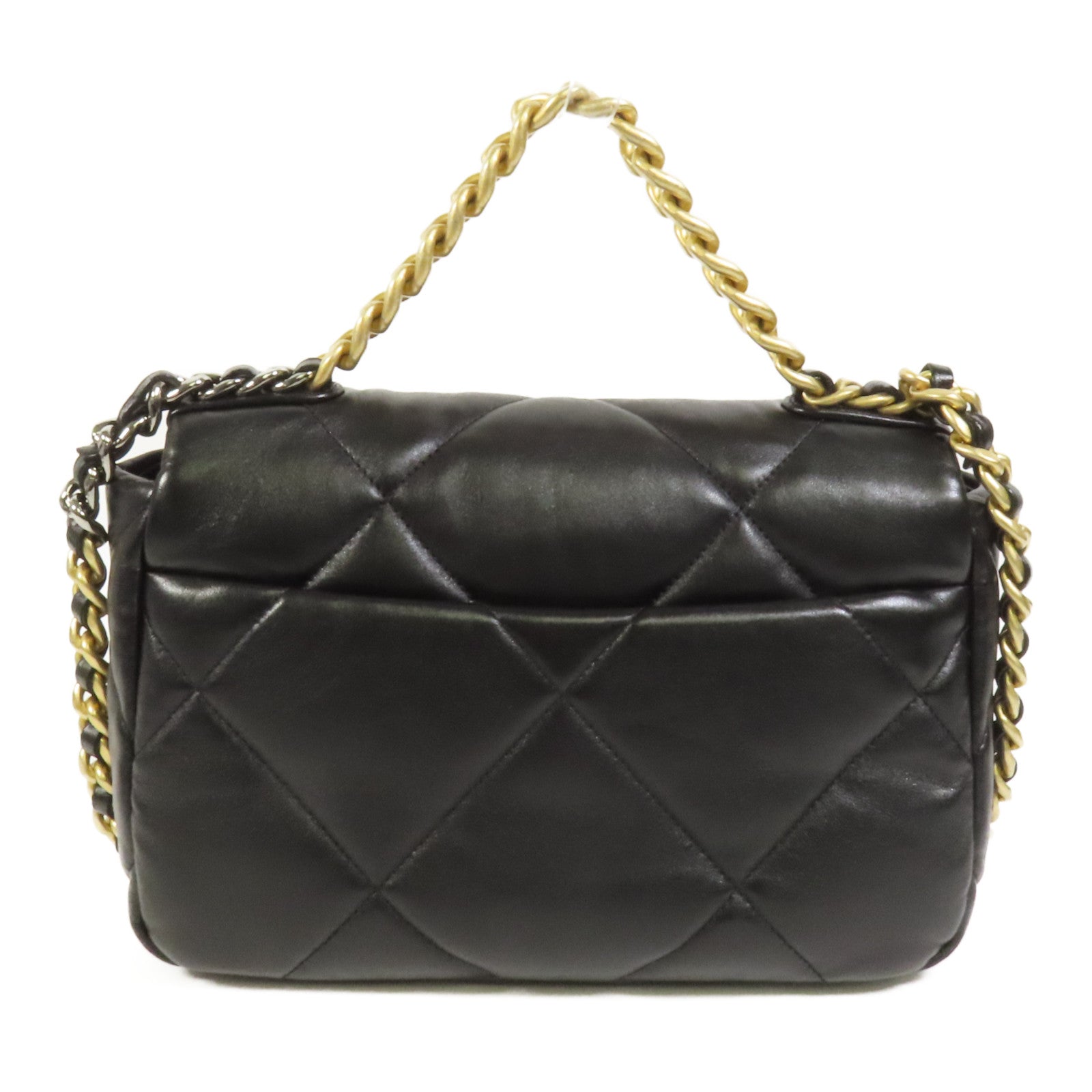 CHANEL 羊皮皮革Chanel 19 Small金扣鏈帶手挽肩背兩用袋