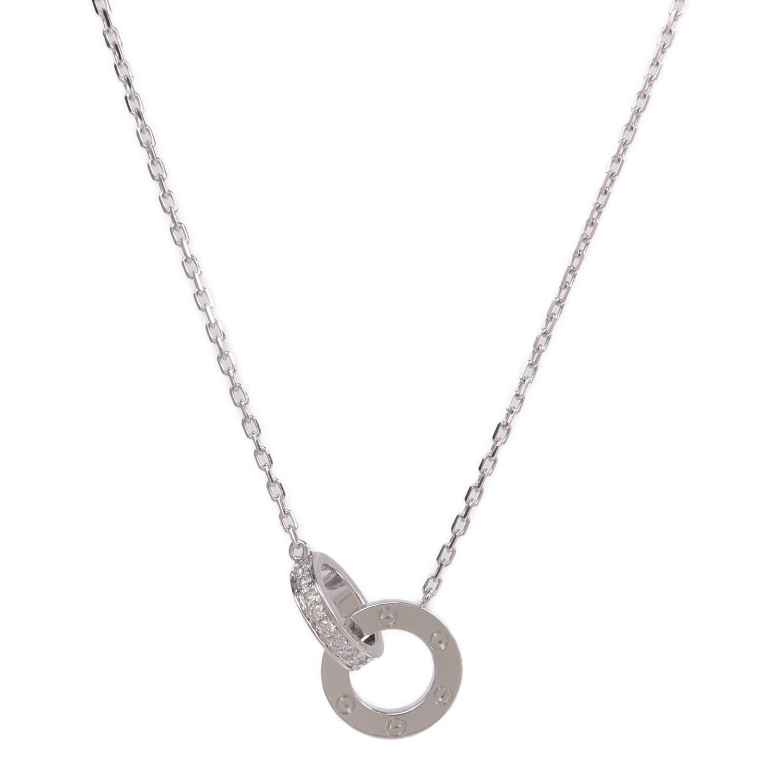 CARTIER 18K白金Love Necklace鑽石項鍊