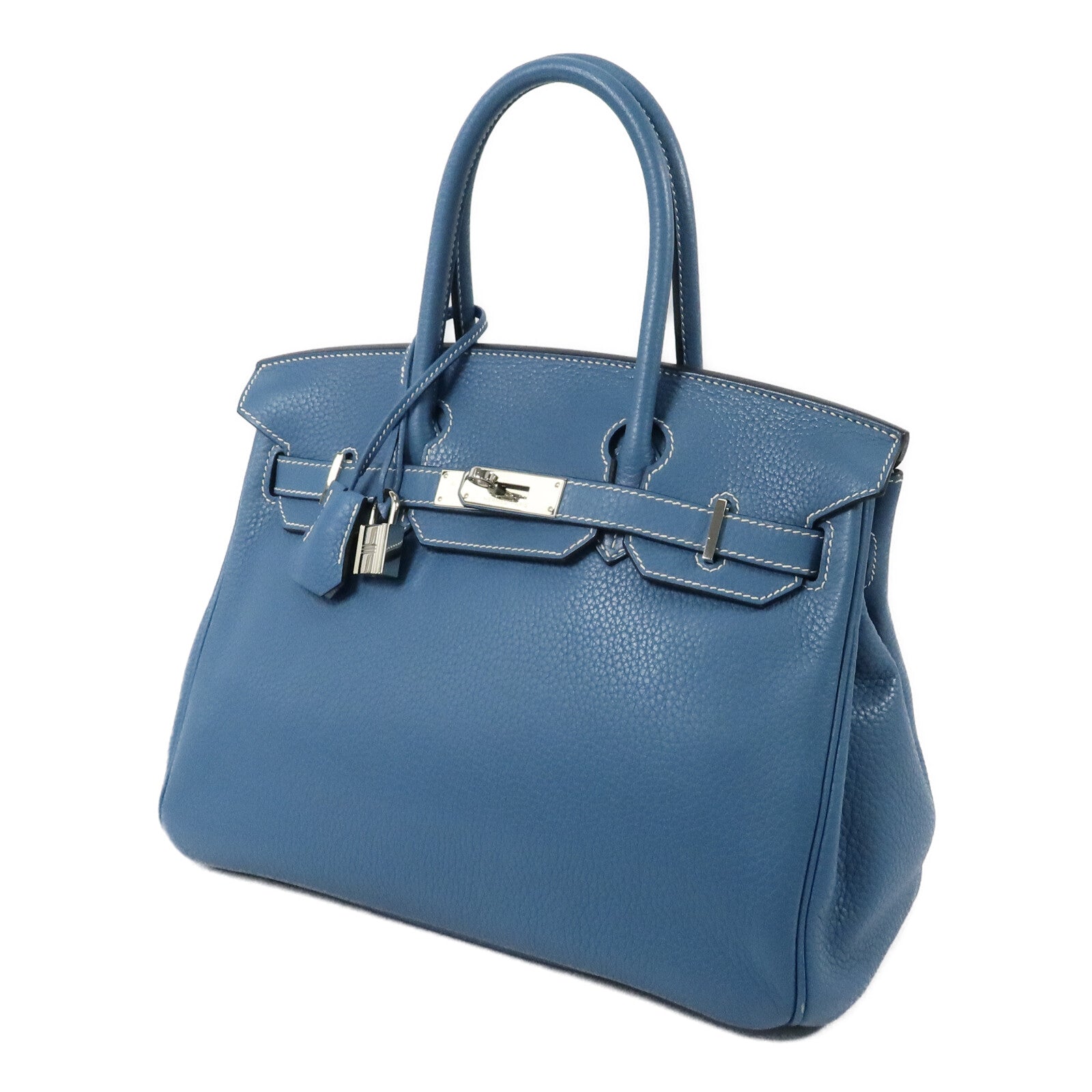 HERMES Togo皮革Birkin 30手挽袋Bleu Jean