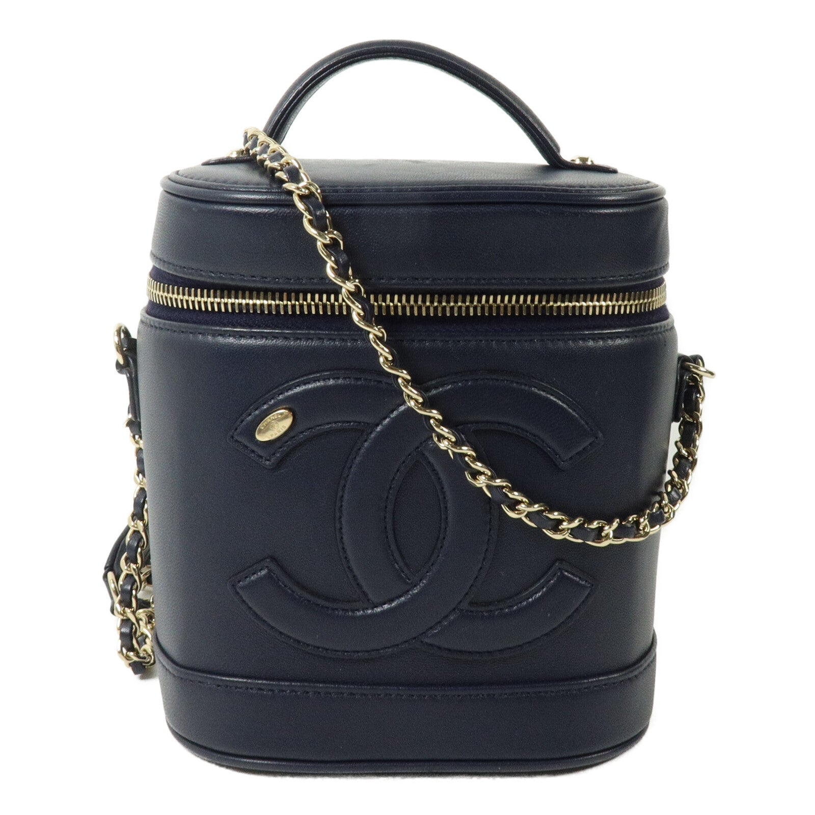 CHANEL 牛皮皮革Vanity Case鏈帶手挽肩背兩用袋