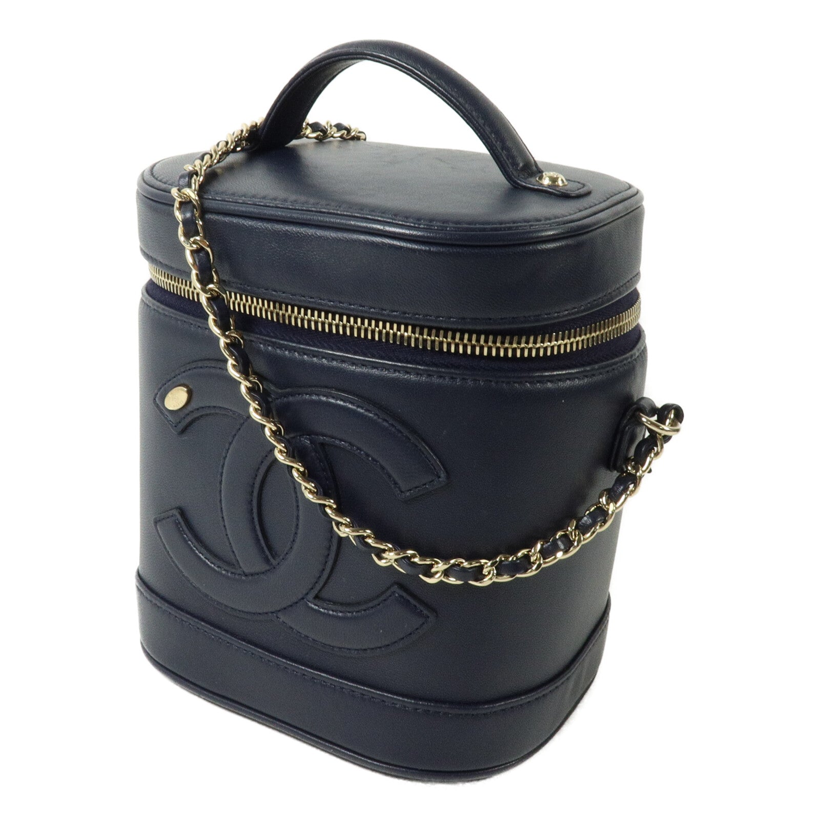 CHANEL 牛皮皮革Vanity Case鏈帶手挽肩背兩用袋