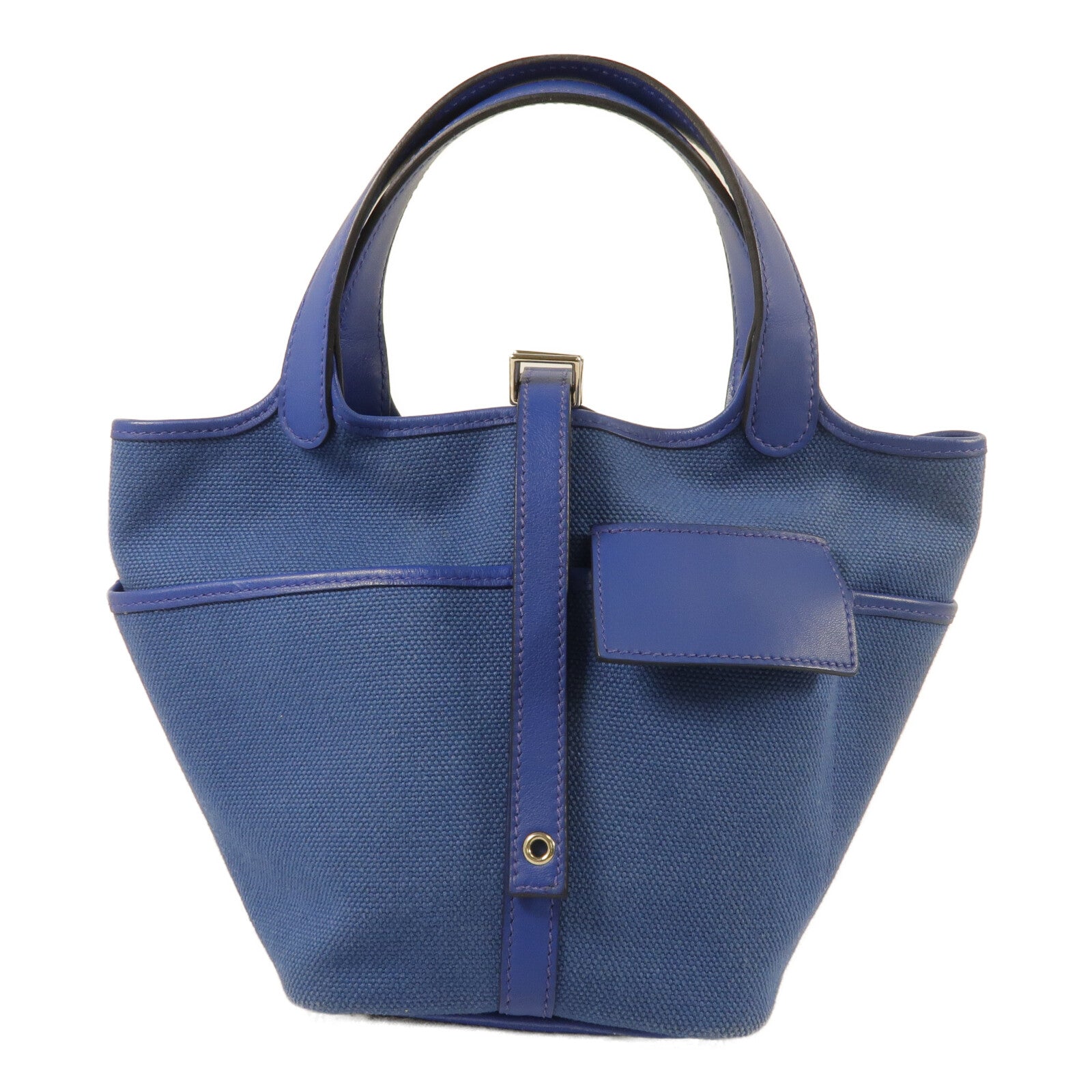 HERMES 帆布/Swift皮革Picotin PM手挽袋Blue Royal/Egee