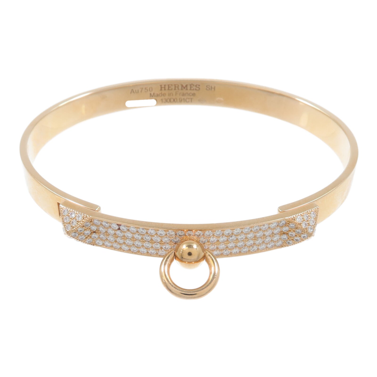 HERMES 18K玫瑰金Collier de Chien CDC Diamond Bracelet鑽石手鐲