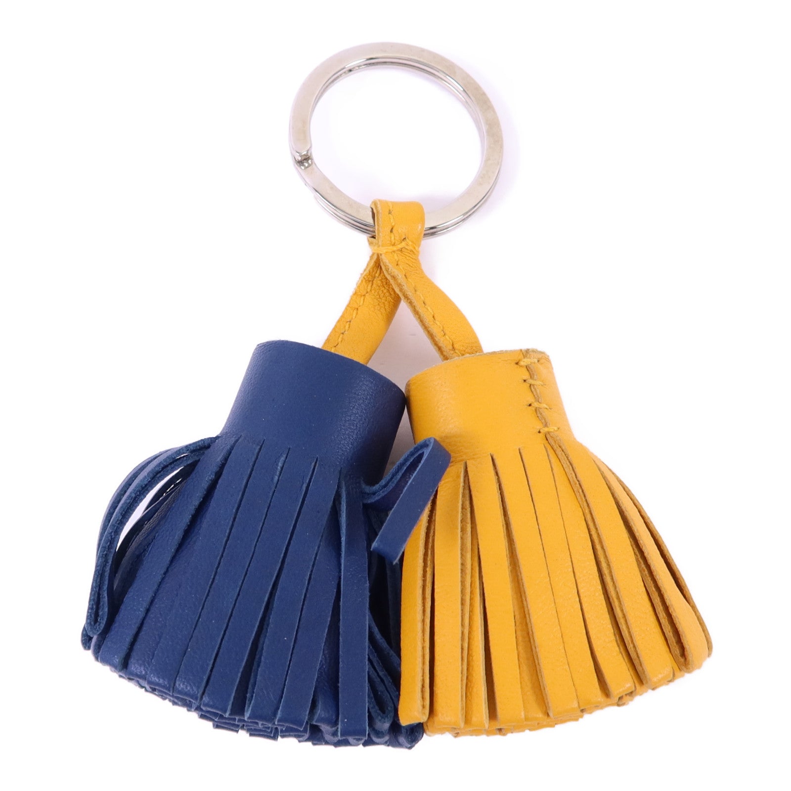 HERMES Milo皮革Carmen Duo Key Ring銀扣鎖匙扣