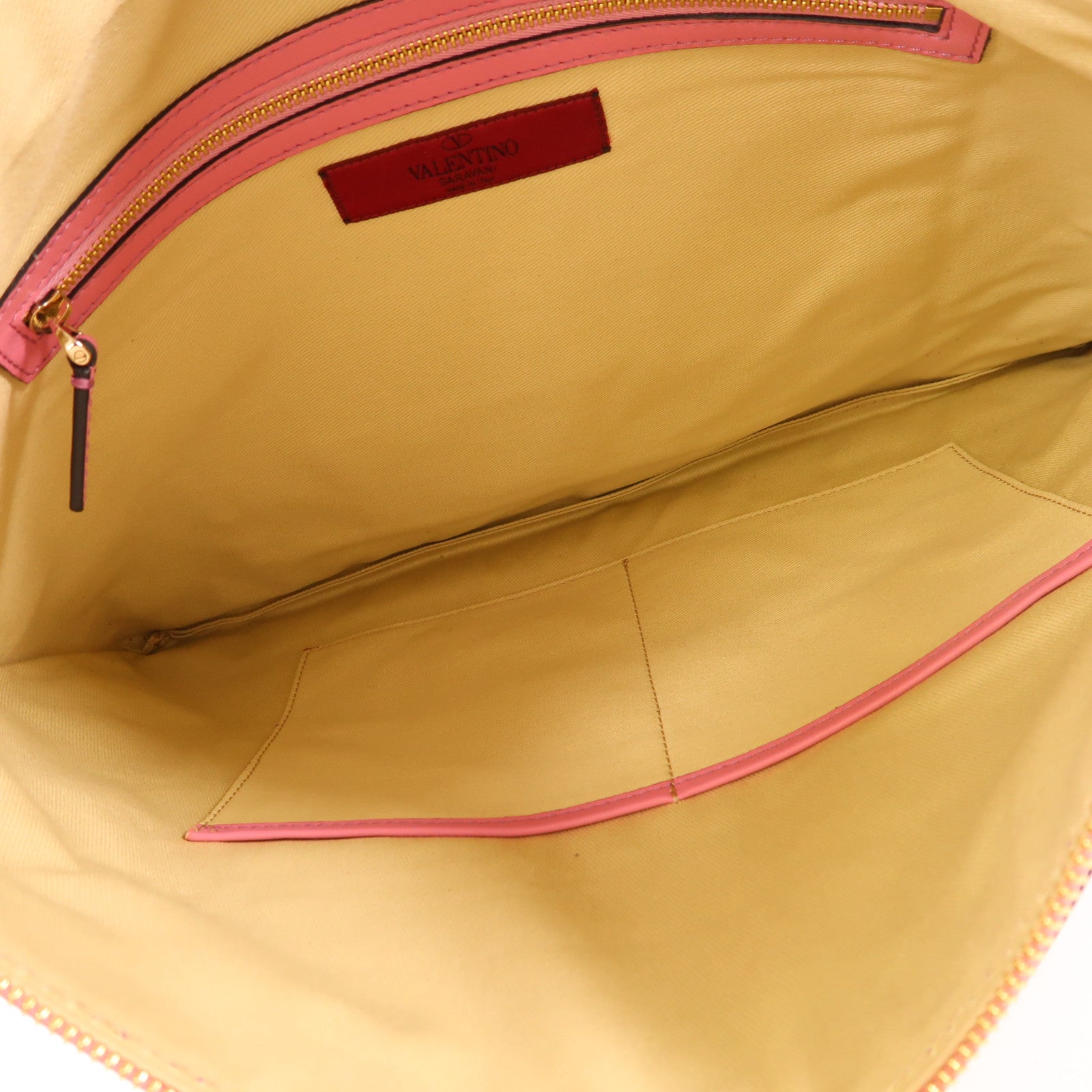 Valentino 牛皮皮革Clutch金扣手拿包粉紅色