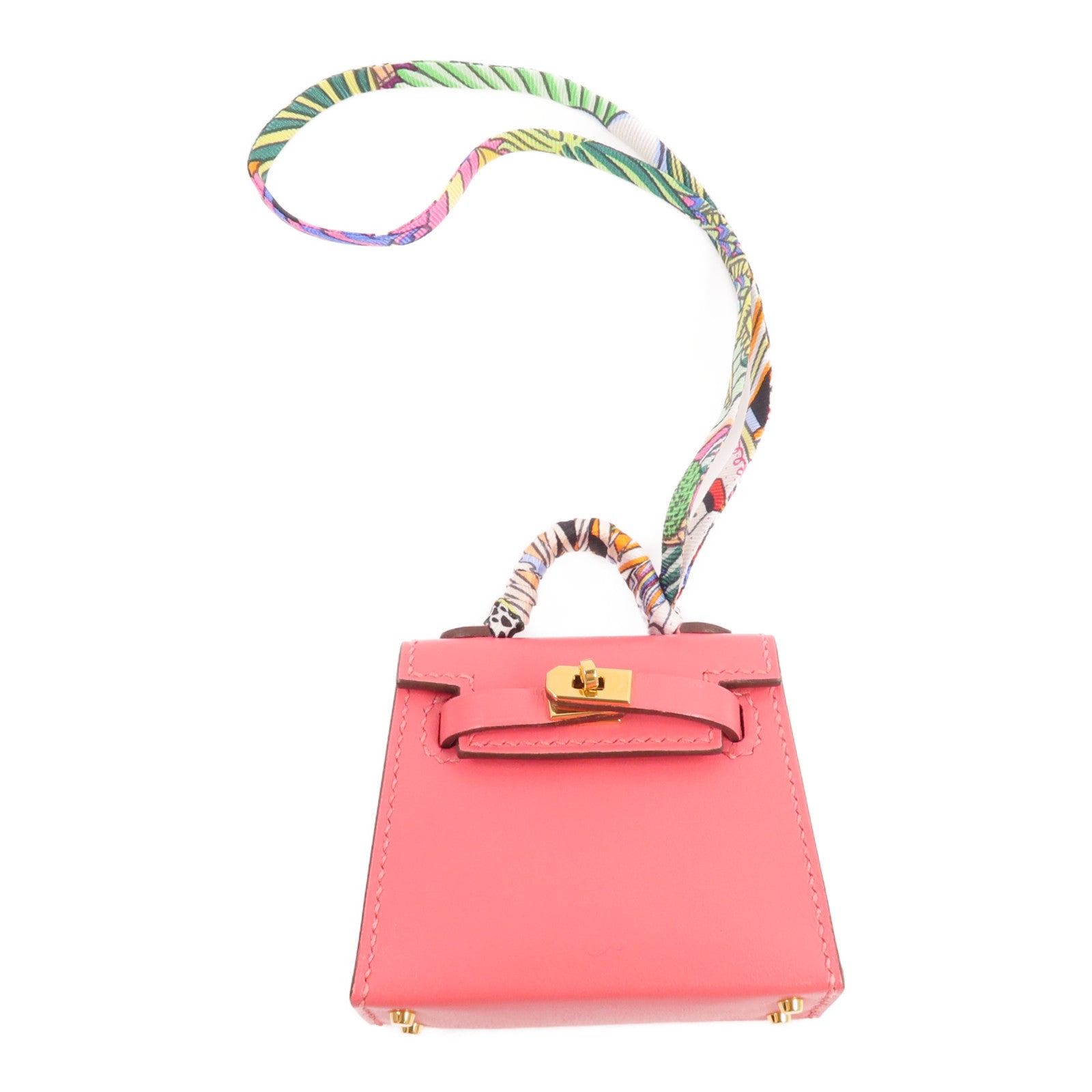 HERMES 【激減優惠】Tadelakt皮革Mini Kelly Twilly Bag掛飾Rose Azalee