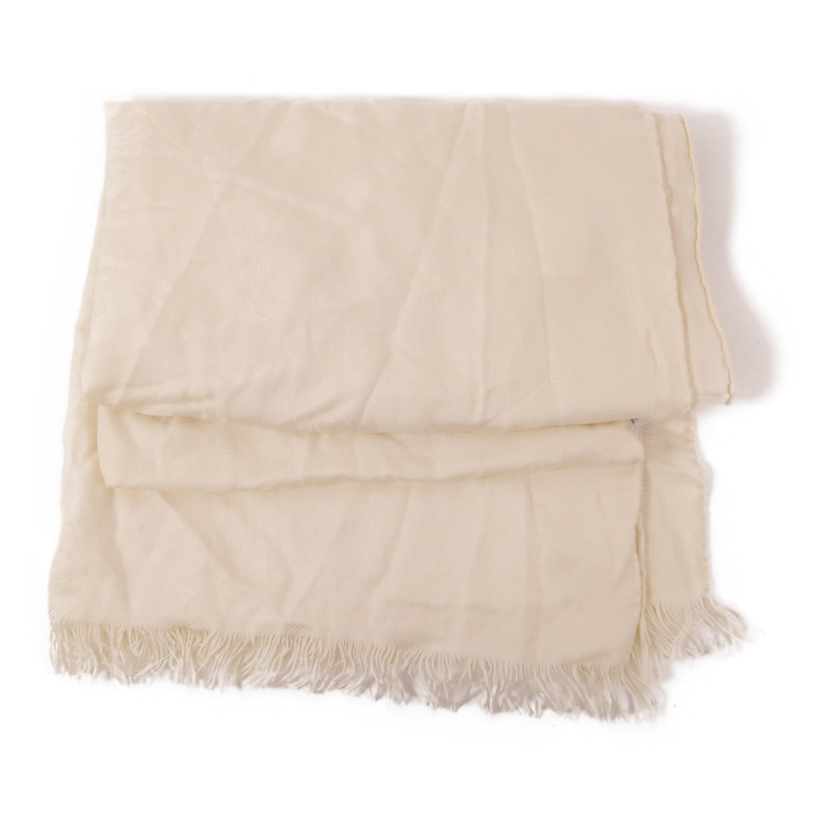 HERMES Scarf White Cashmere Silk