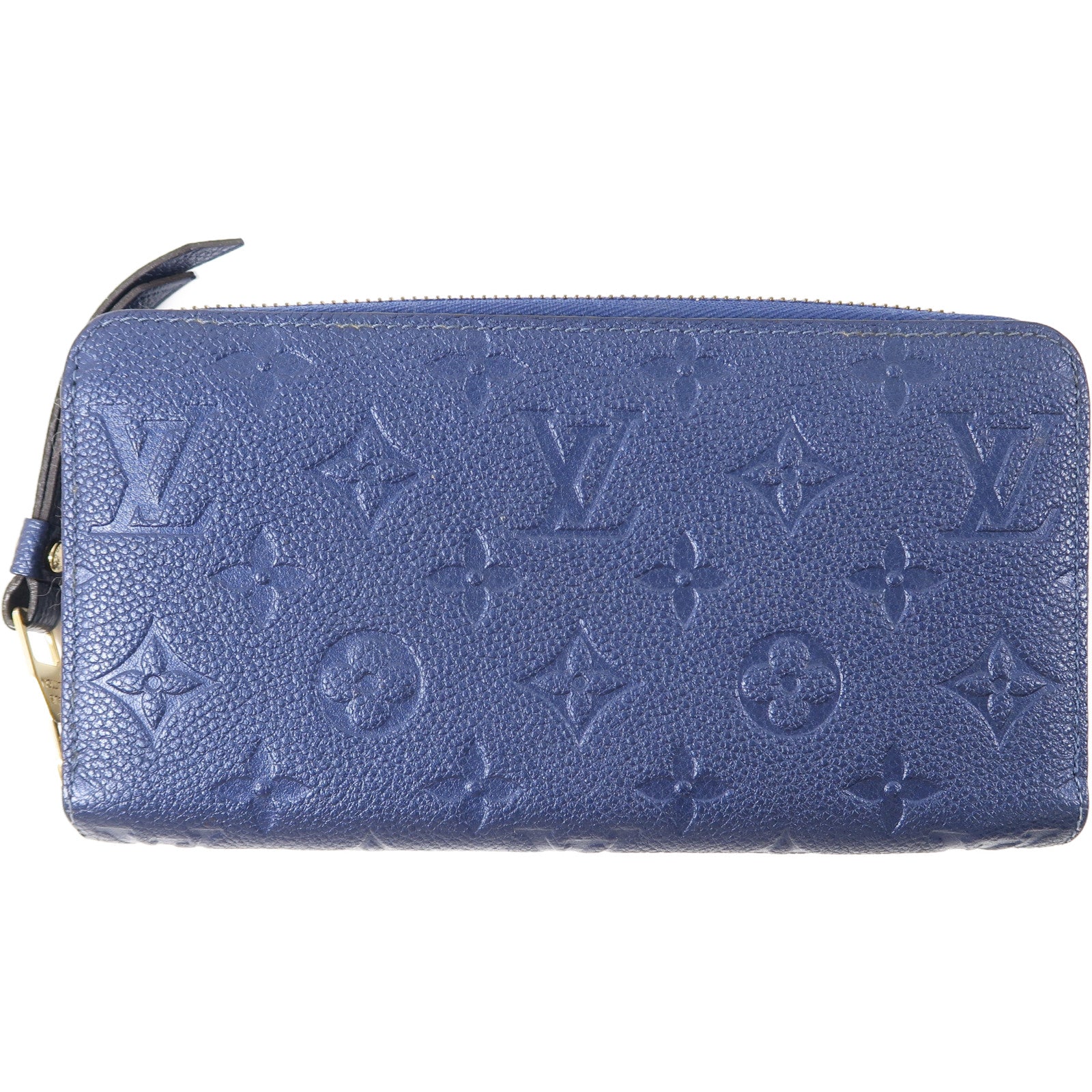 LOUIS VUITTON Monogram Empreinte Zippy Long Wallet金扣長錢包藍色
