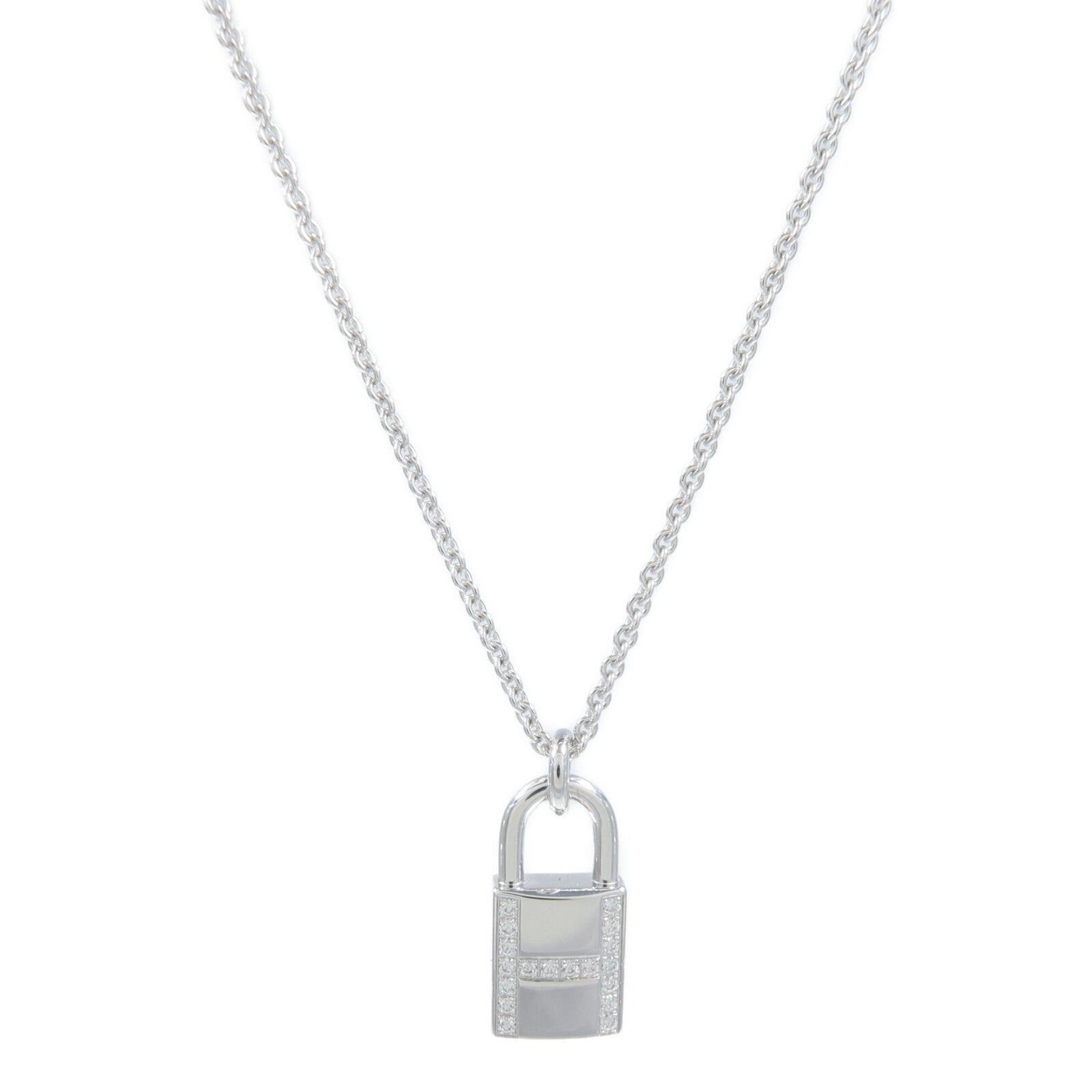 HERMES 18K白金Kelly Cadenas Pendant鑽石項鍊
