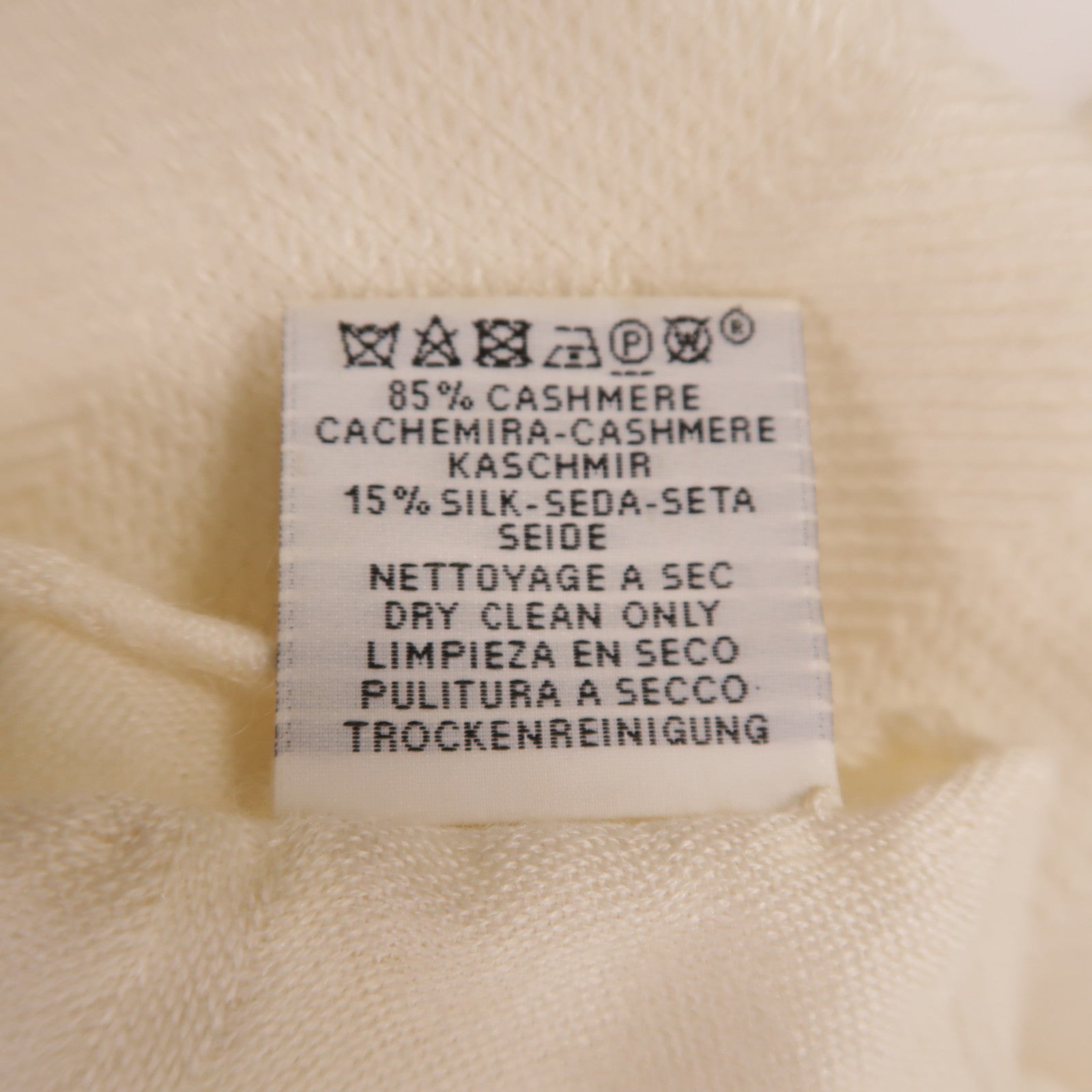 HERMES Scarf White Cashmere Silk