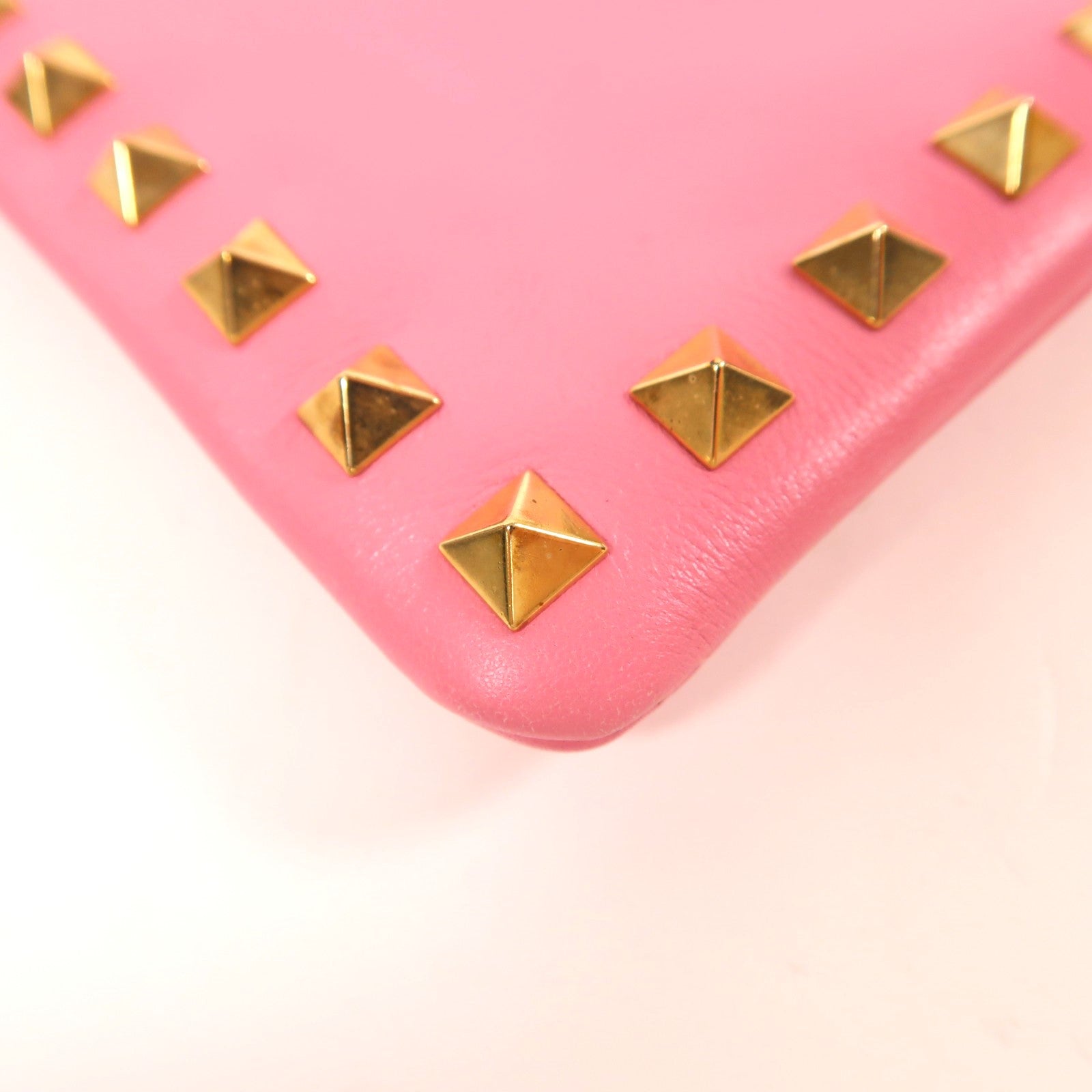 Valentino 牛皮皮革Clutch金扣手拿包粉紅色