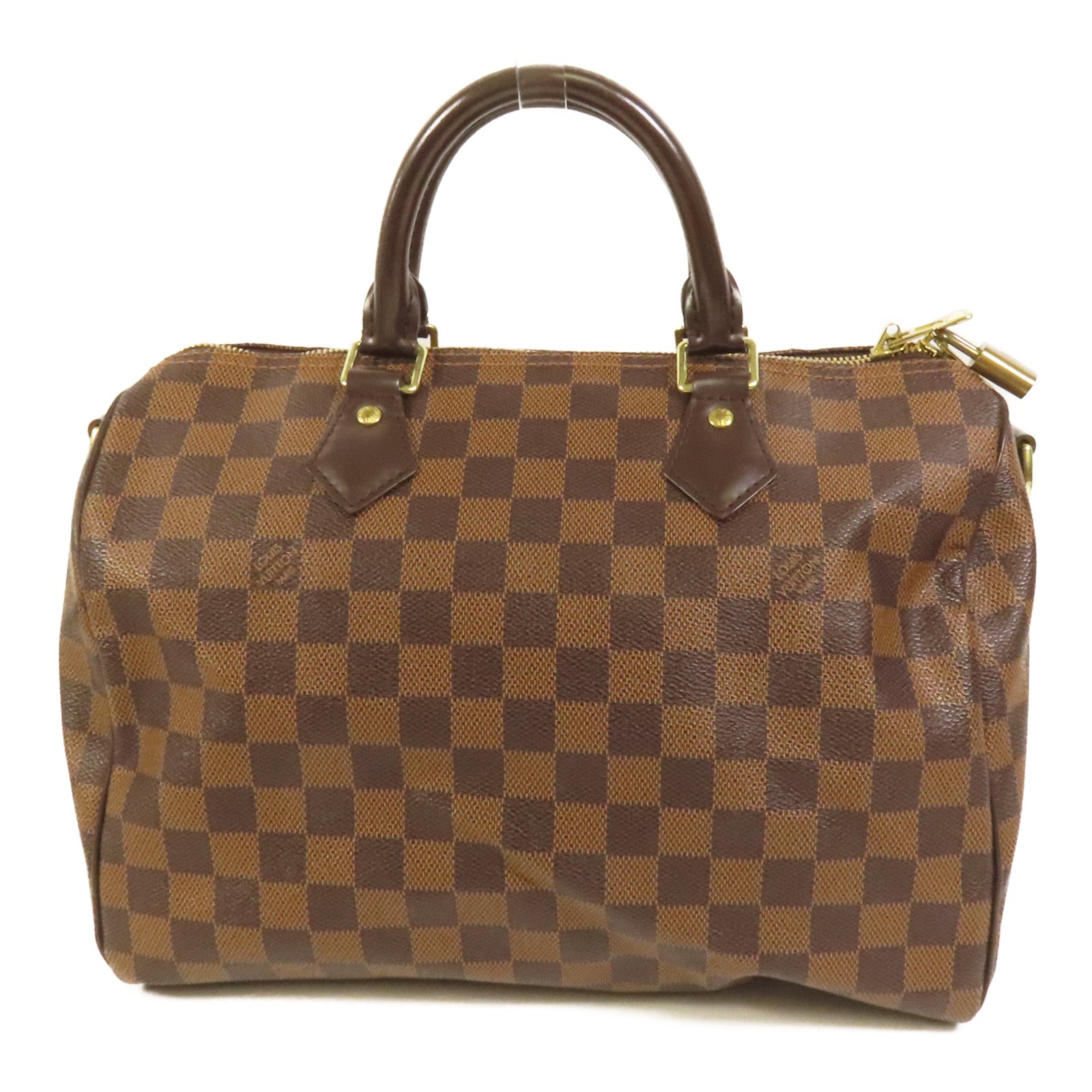 LOUIS VUITTON Damier Speedy Bandouliere 30金扣手挽肩背兩用袋