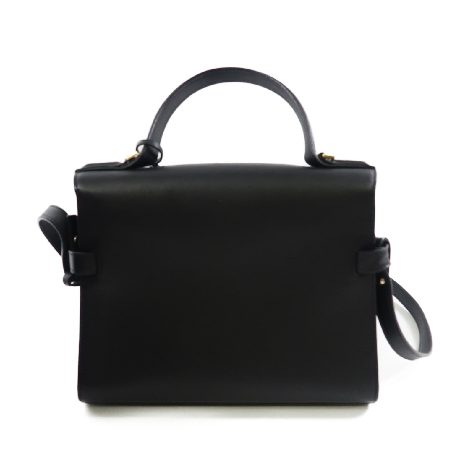 SELECTION 牛皮皮革Delvaux Tempete MM金扣手挽肩背兩用袋黑色