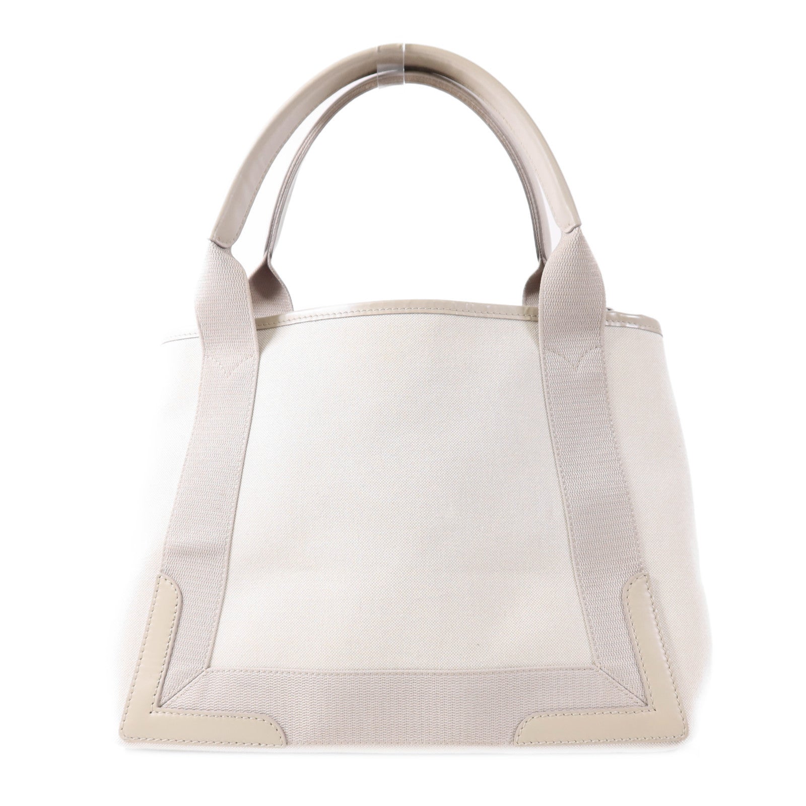 BALENCIAGA SHW Navy Cabas Small Tote Bag Handbag Canvas Beige/Grey