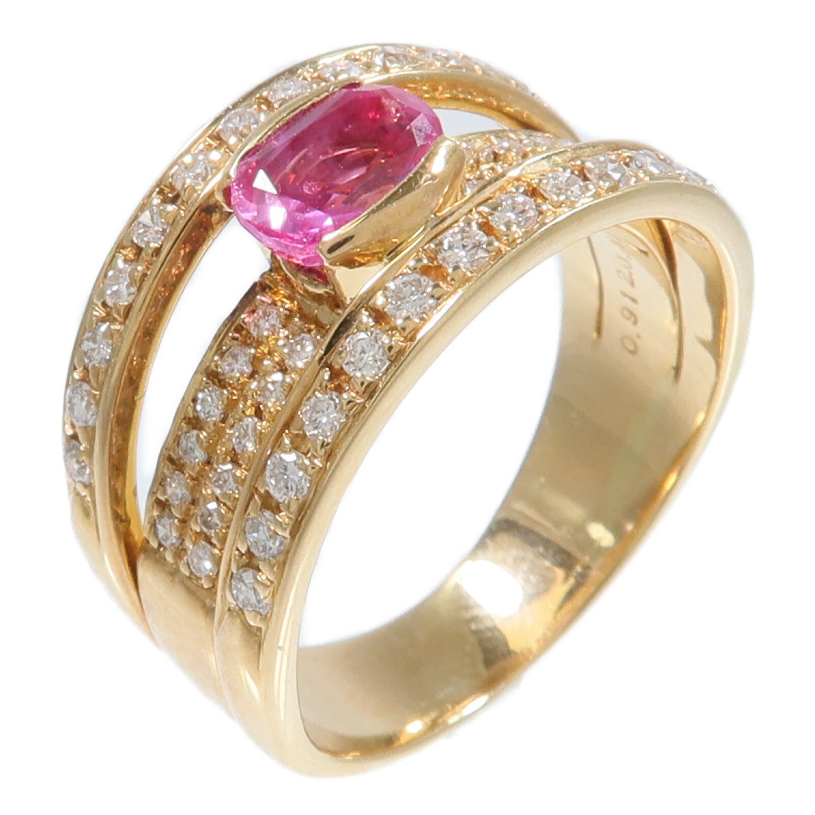 JEWELRY 18K黃金Pink Sapphire Diamond Ring粉紅色藍寶石/鑽石戒指