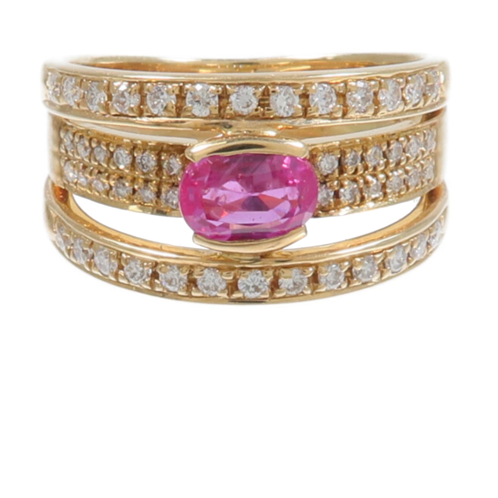 JEWELRY 18K黃金Pink Sapphire Diamond Ring粉紅色藍寶石/鑽石戒指