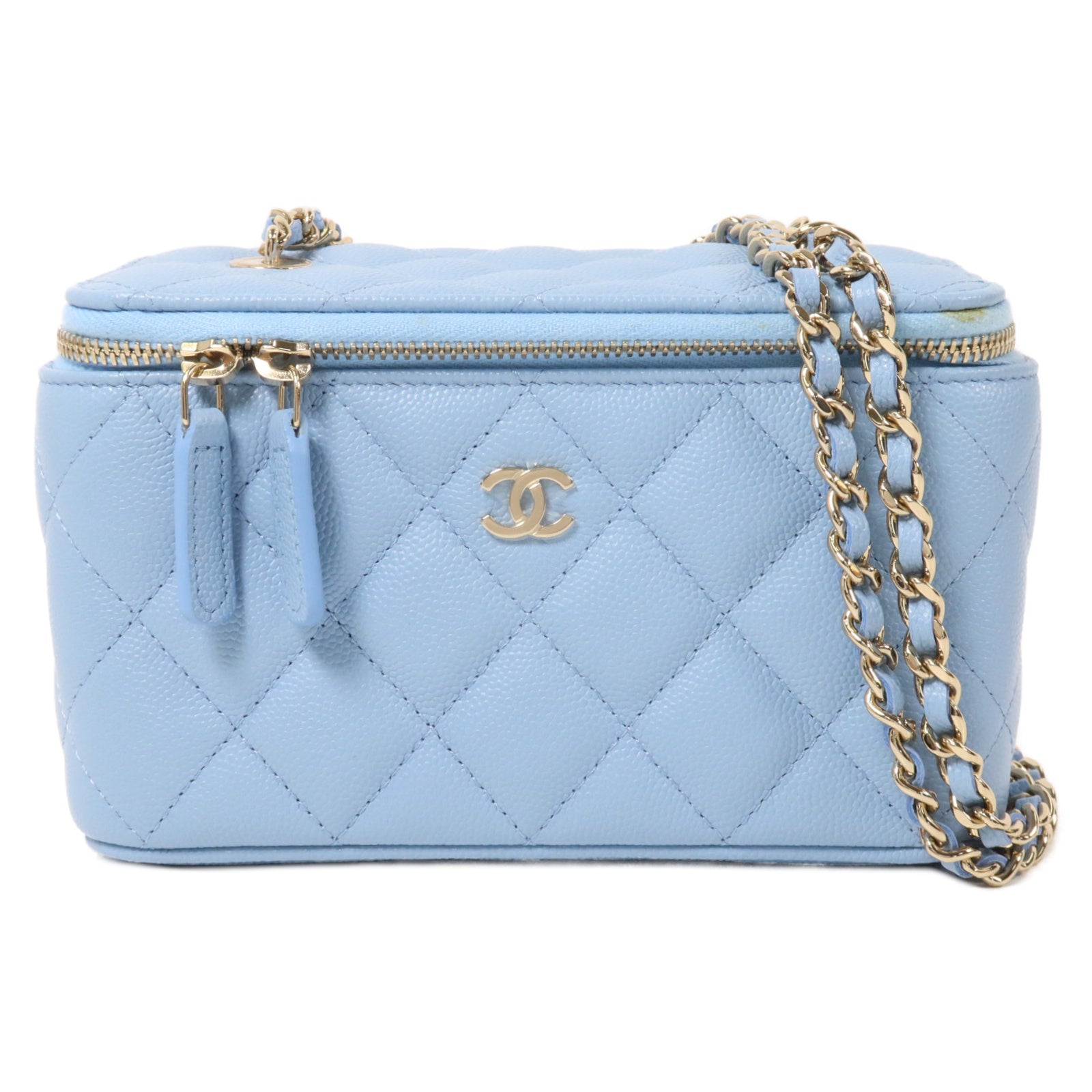 CHANEL 牛皮皮革Vanity Case鏈帶肩背袋