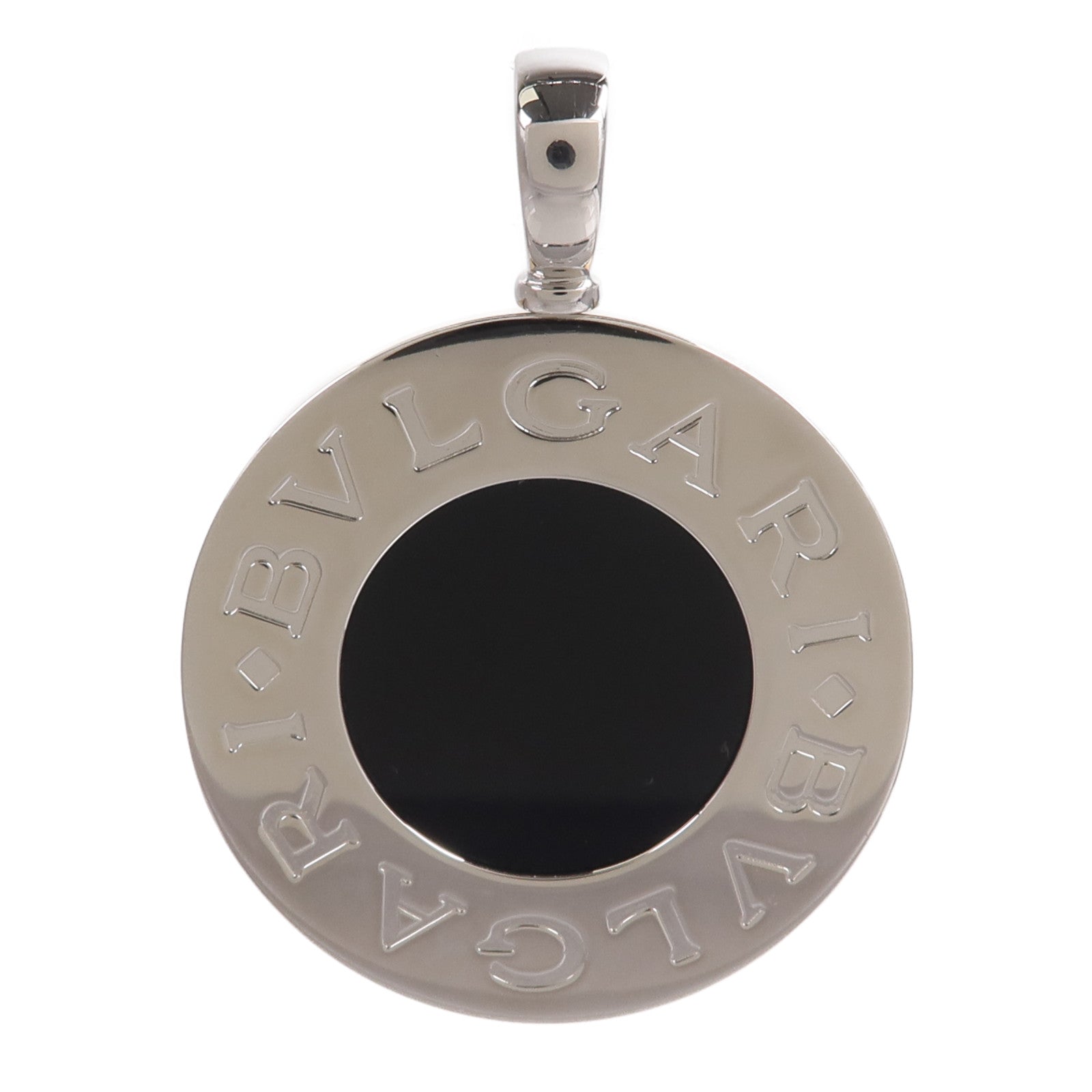 BVLGARI 18K黃金/SteelGold/Onyx Round Pendant吊墜