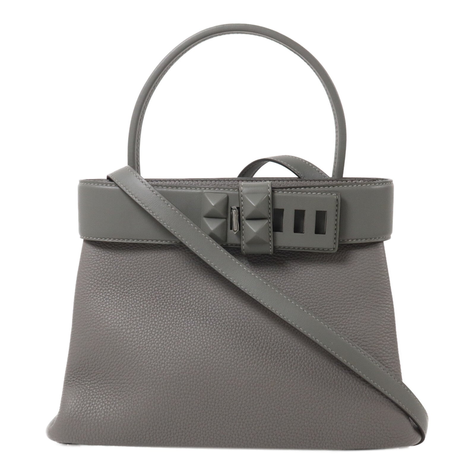 HERMES Togo皮革/Swift皮革Sac Medor手挽肩背兩用袋Gris Meyer