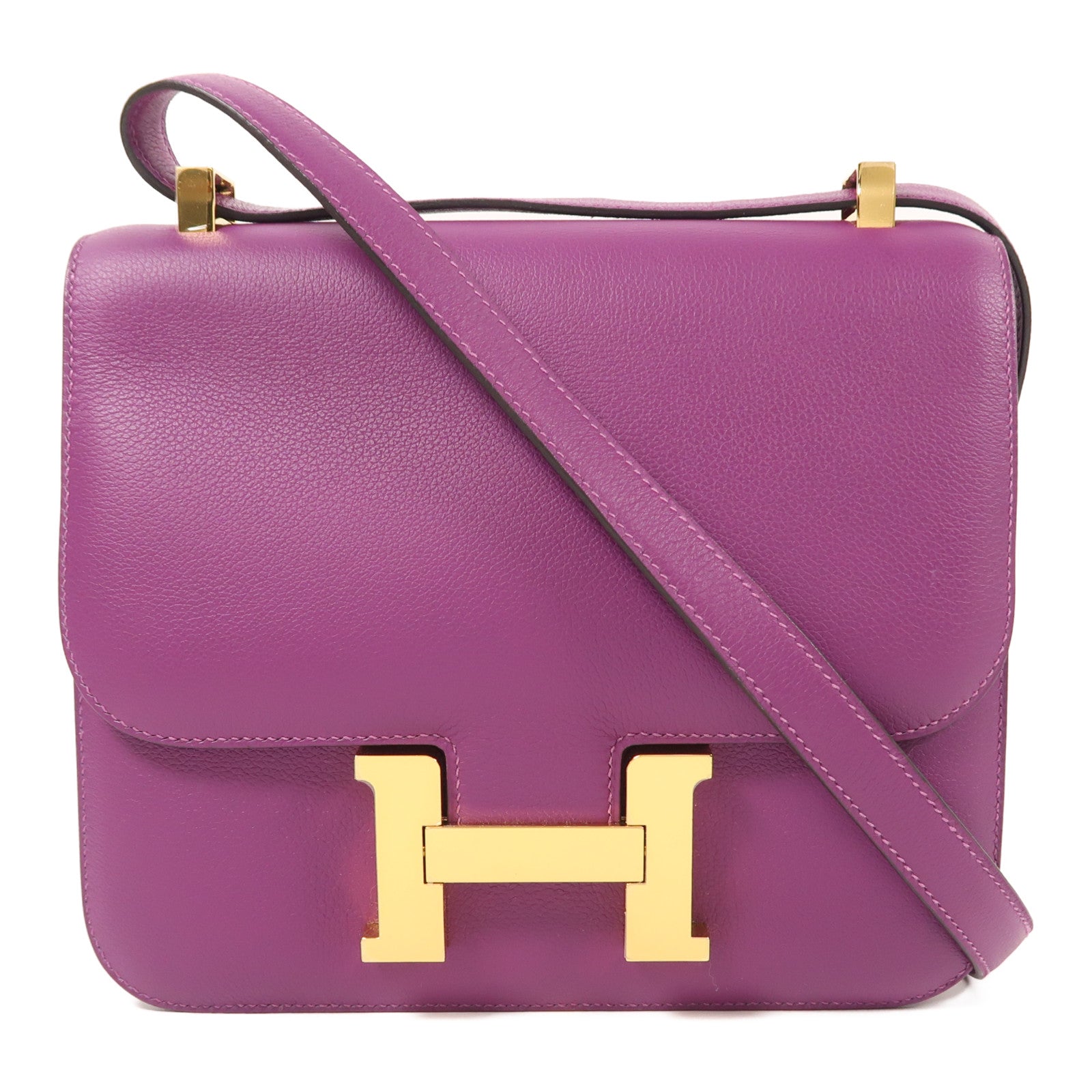 HERMES Evercolor皮革Constance 24金扣肩背袋