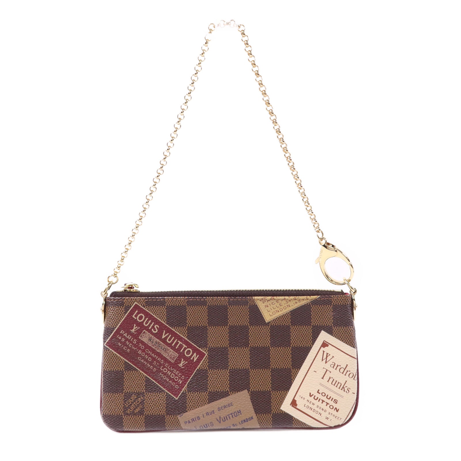 LOUIS VUITTON Damier Pochette Milla MM金扣鏈帶肩背袋