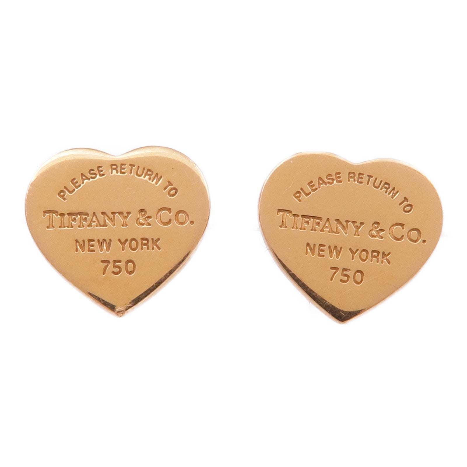TIFFANY&CO 18K玫瑰金Heart Tag Stud Earrings耳環
