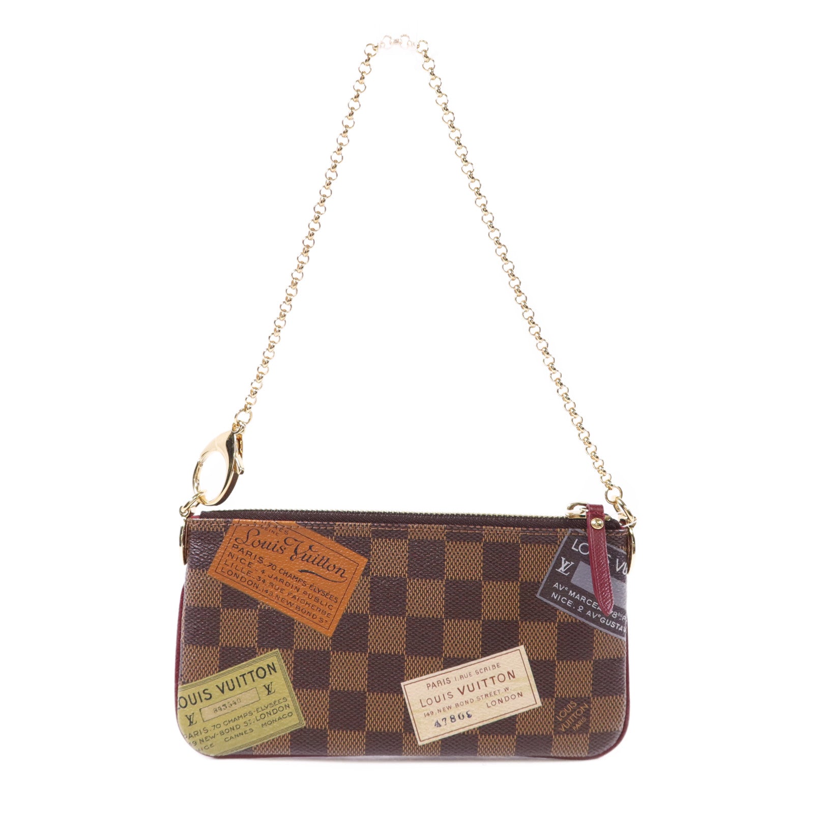 LOUIS VUITTON Damier Pochette Milla MM金扣鏈帶肩背袋