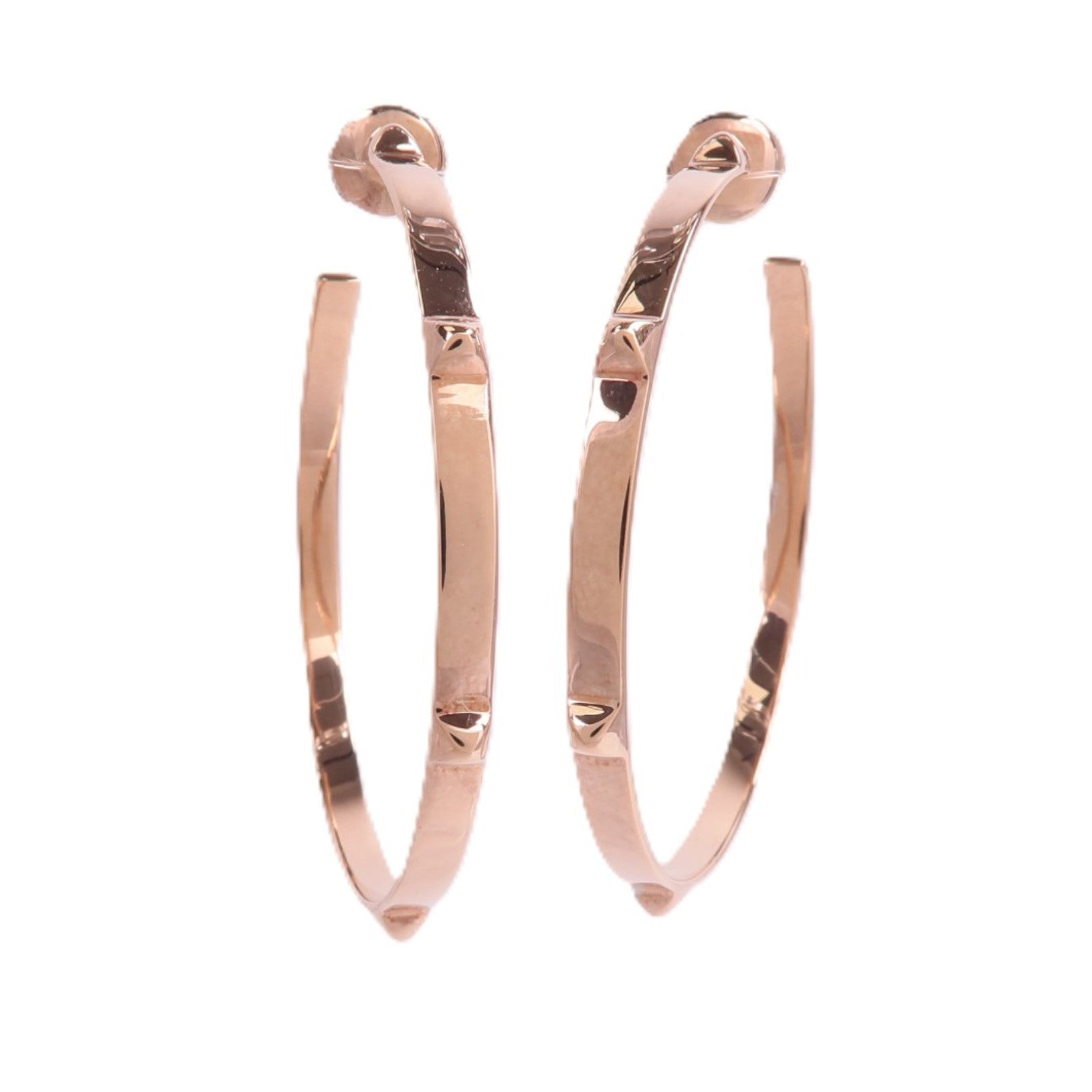 HERMES 18K玫瑰金Mini Clous Hoop Earrings耳環