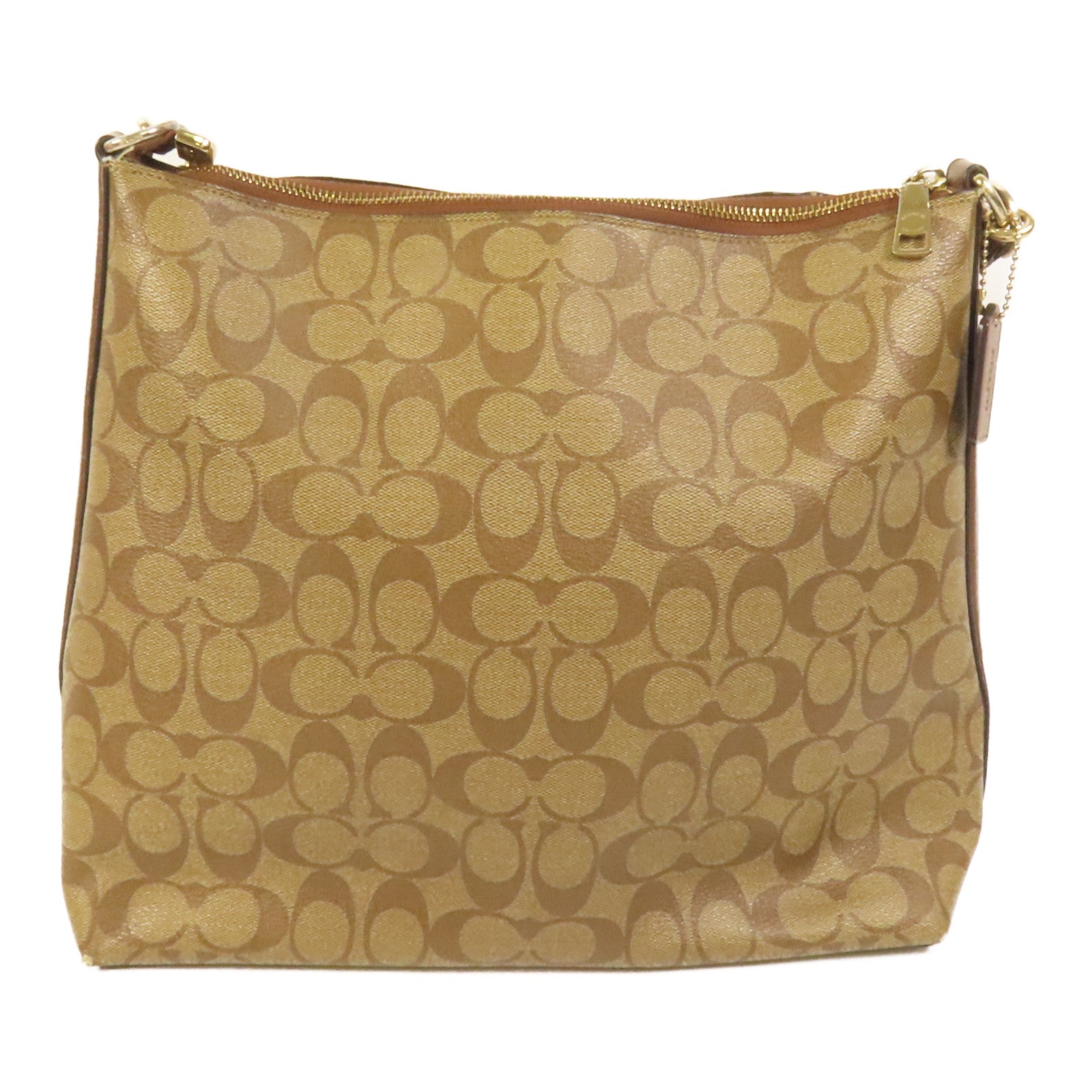 COACH 塗層帆布/牛皮皮革Shoulder Bag金扣肩背袋