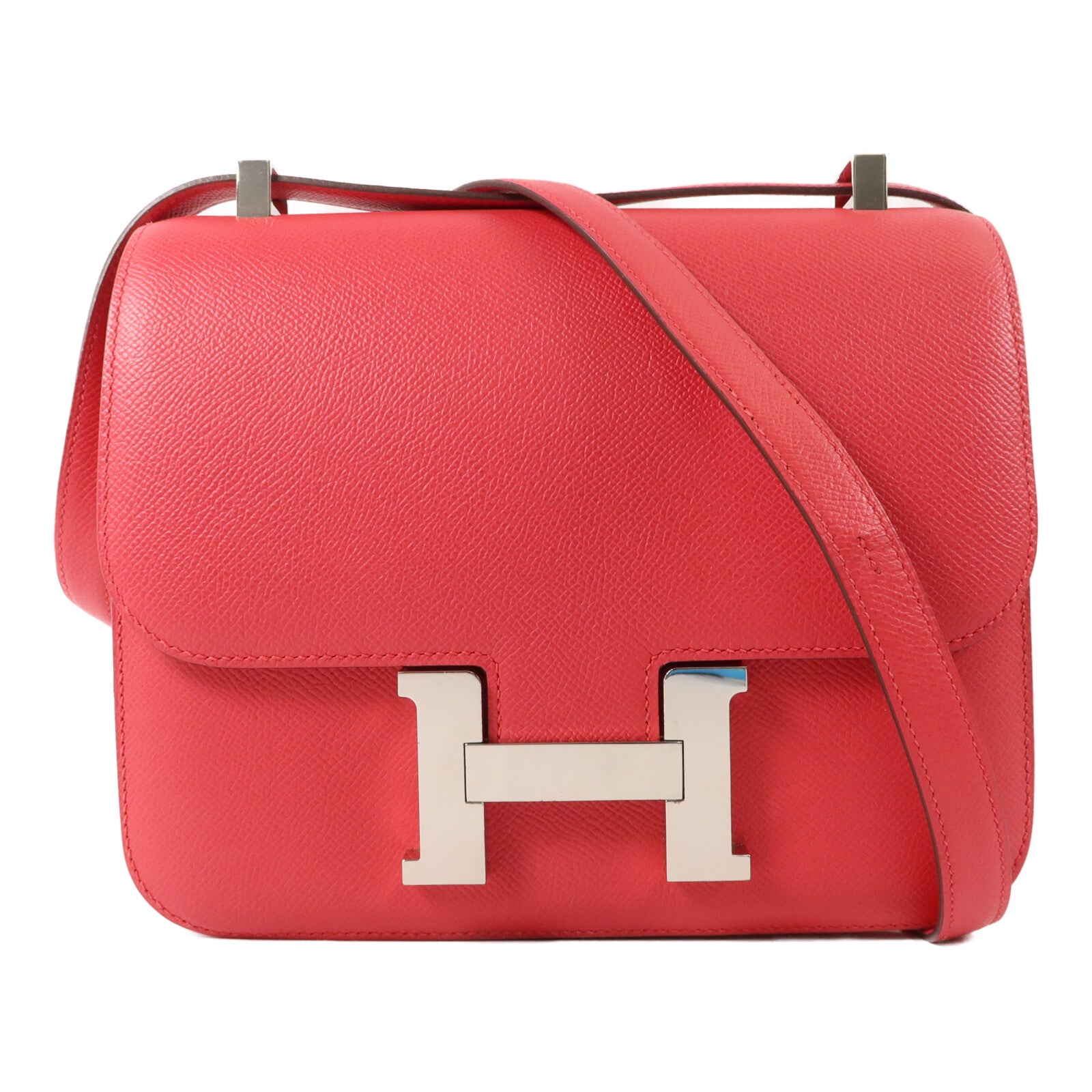 HERMES Epsom皮革Constance 24肩背袋Rose Extreme