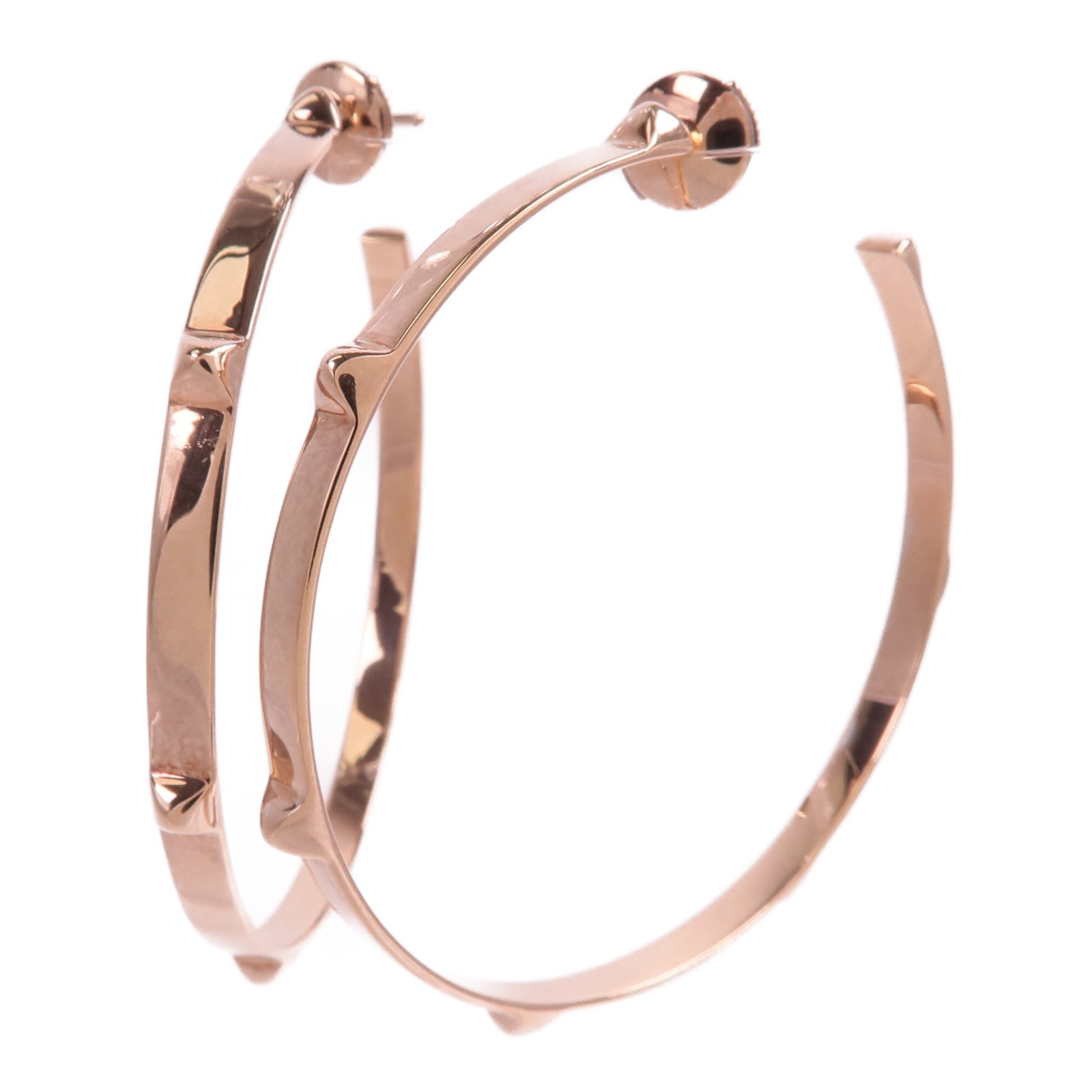 HERMES 18K玫瑰金Mini Clous Hoop Earrings耳環