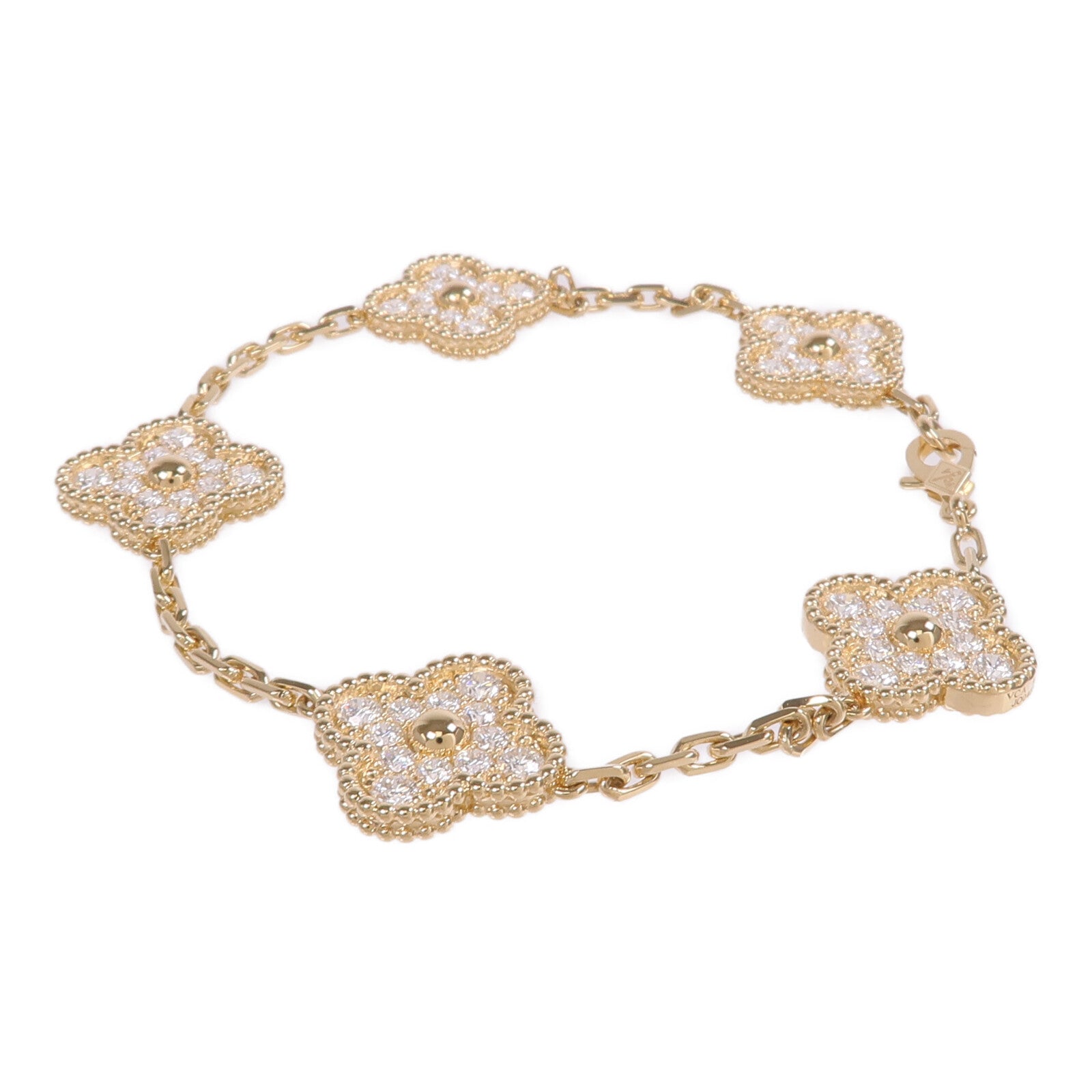 Van Cleef & Arpels 18K黃金Vintage Alhambra Bracelet 5 Motifs鑽石手鏈
