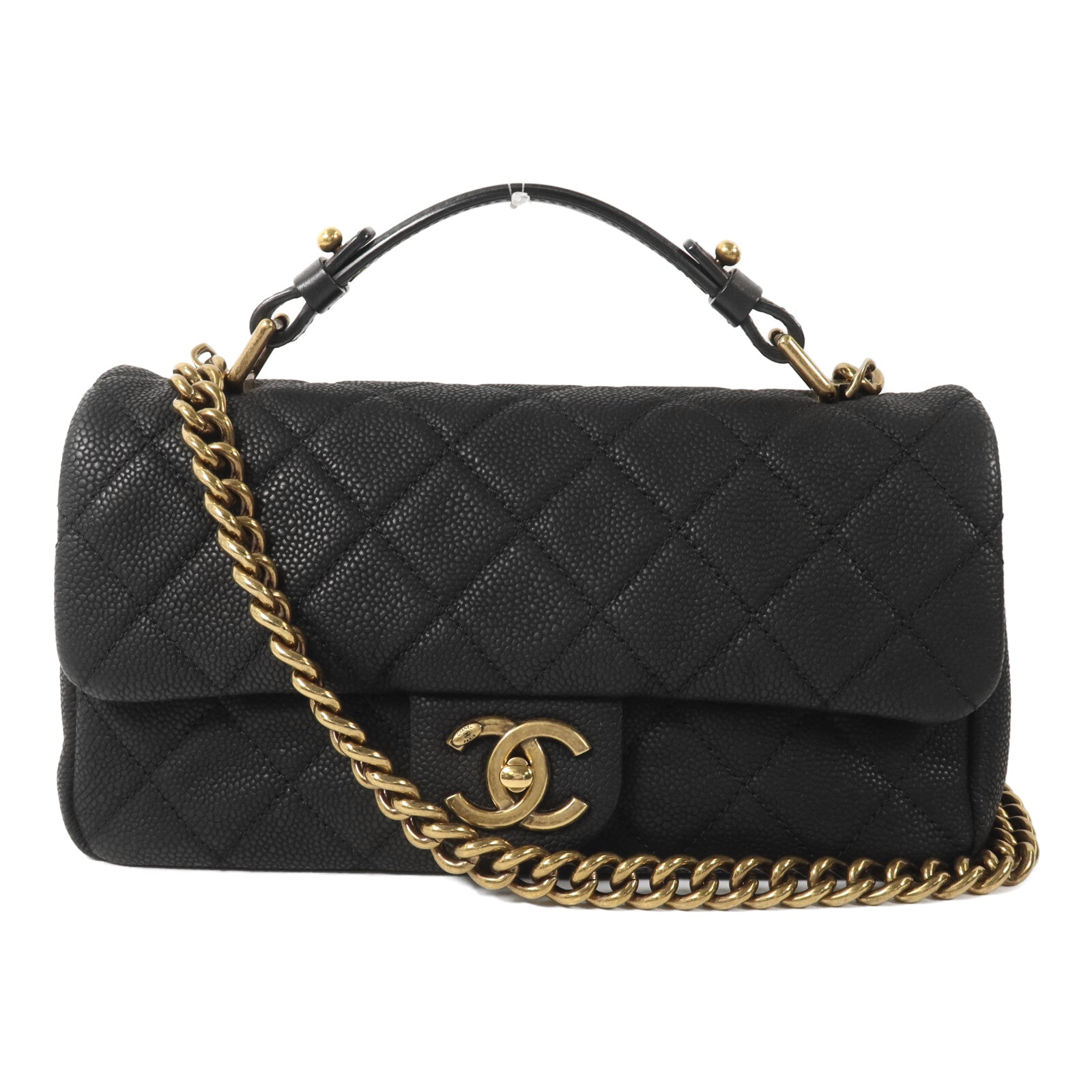 CHANEL 牛皮皮革Chain Shoulder鏈帶手挽肩背兩用袋