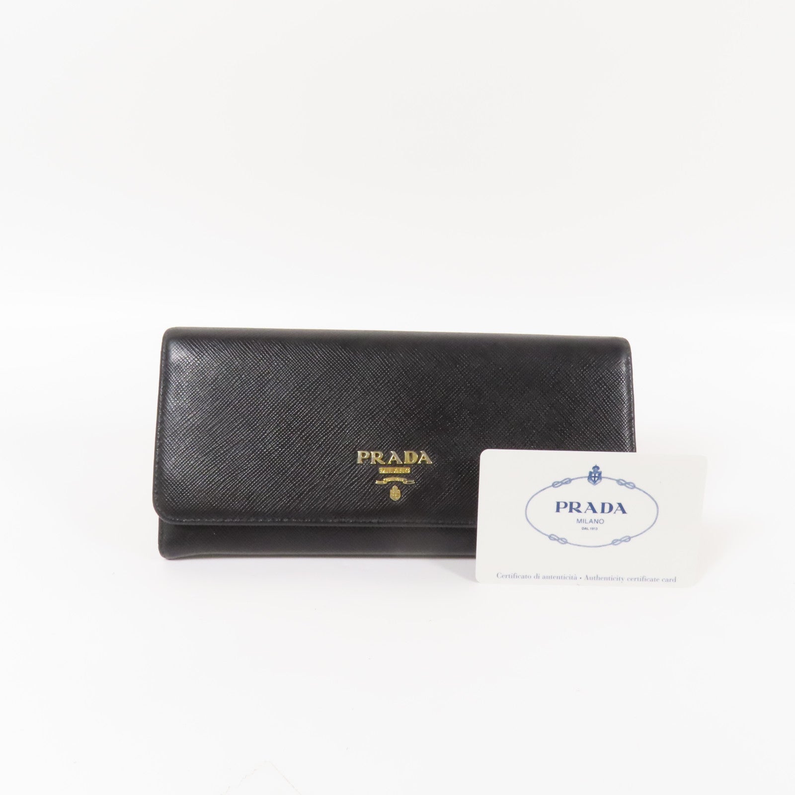 PRADA 牛皮皮革Long Wallet金扣長1錢包