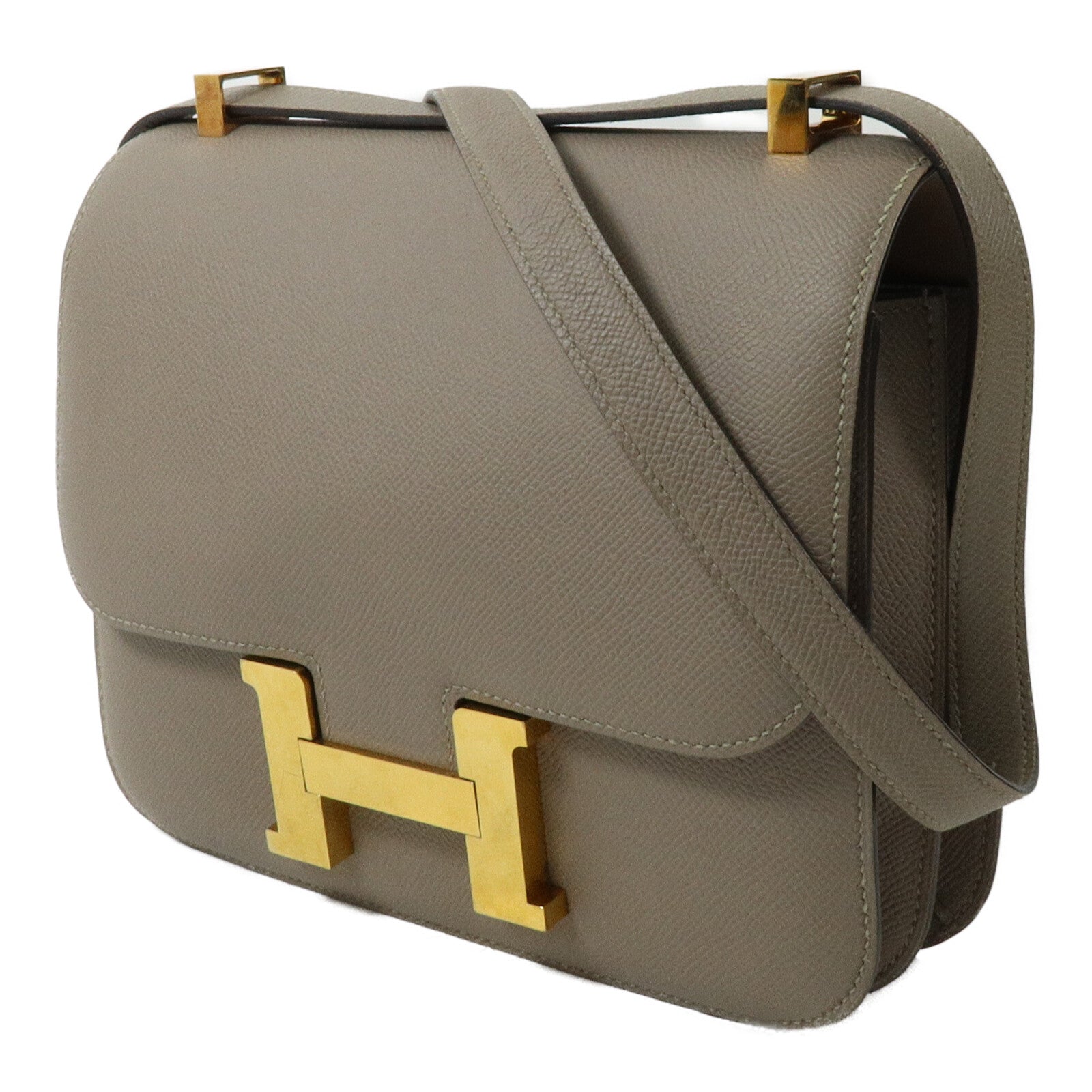 HERMES Epsom皮革Constance 24肩背袋Gris Asphalte