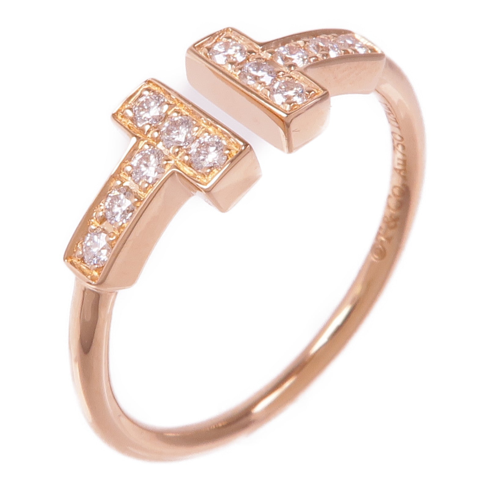 TIFFANY&CO 18K玫瑰金T Ring With Diamond鑽石戒指US#6