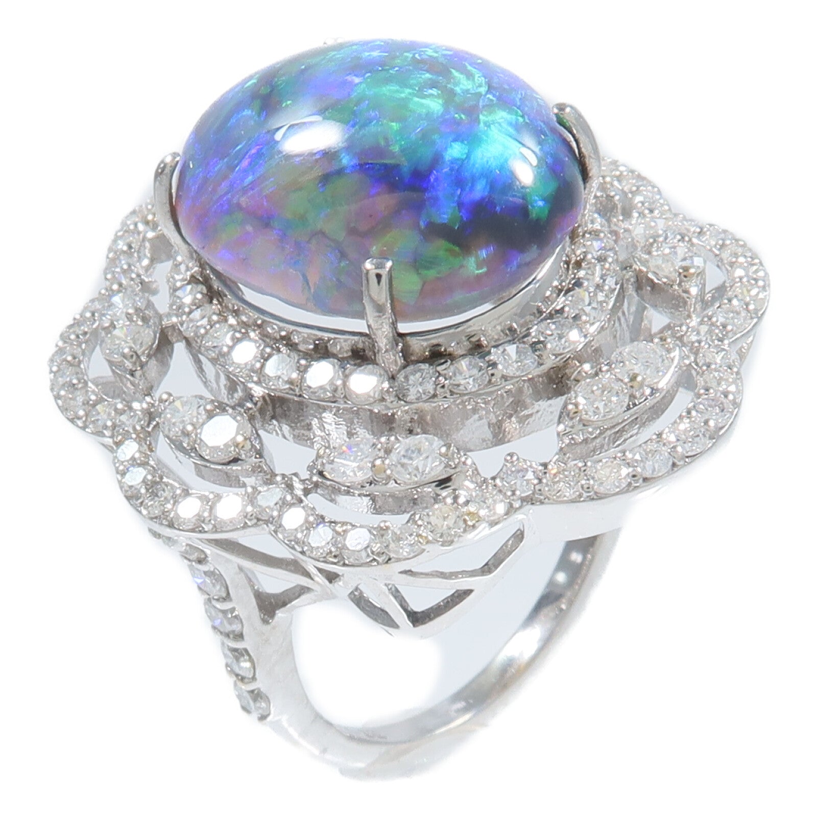 JEWELRY 18K白金Opal Diamond Ring蛋白石/鑽石戒指