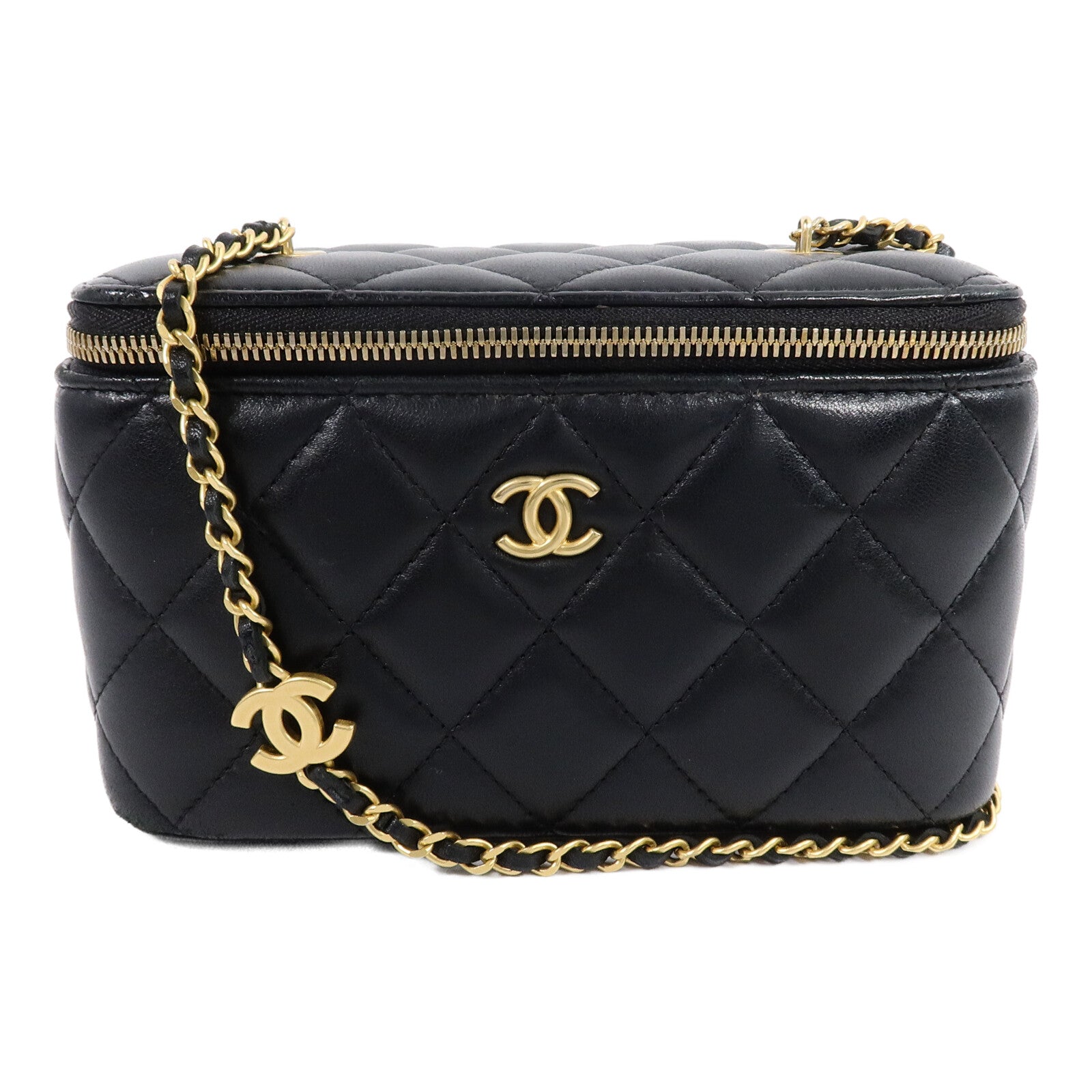 CHANEL 羊皮皮革Vanity Case鏈帶肩背袋