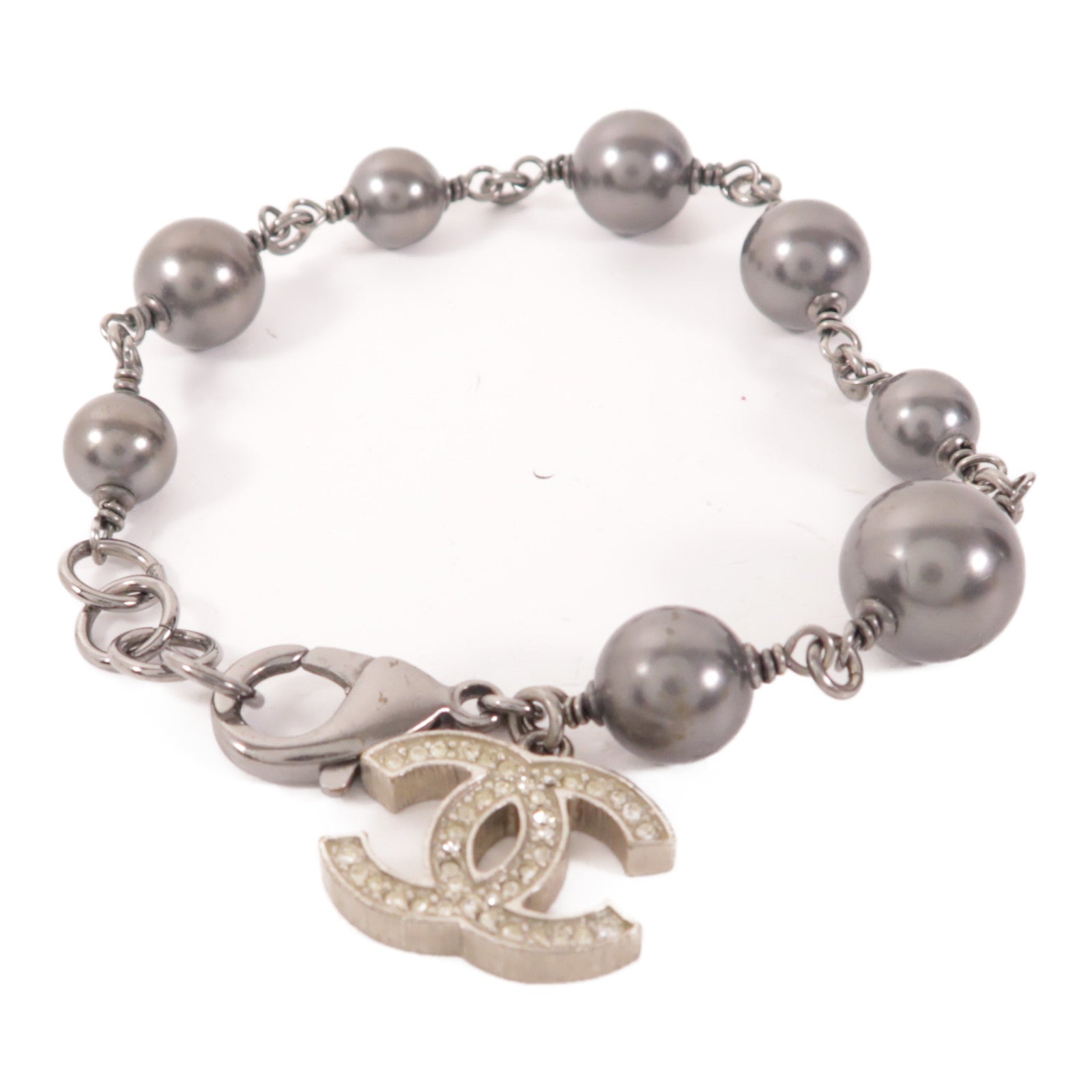 CHANEL CC Bracelet Metal Gray/Silver