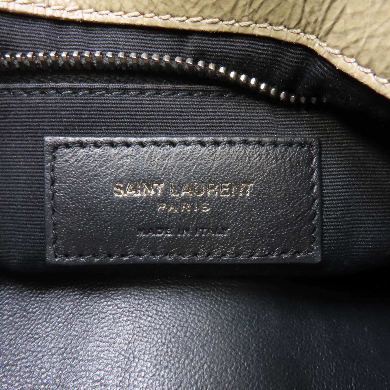 SAINT LAURENT 牛皮皮革Niki Shopping Medium Bag銀扣鏈帶肩背袋米色