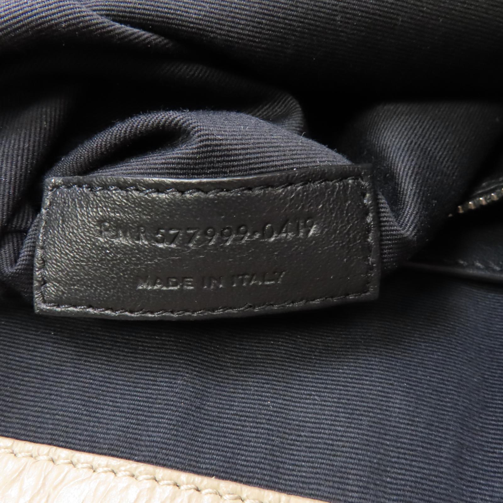 SAINT LAURENT 牛皮皮革Niki Shopping Medium Bag銀扣鏈帶肩背袋米色