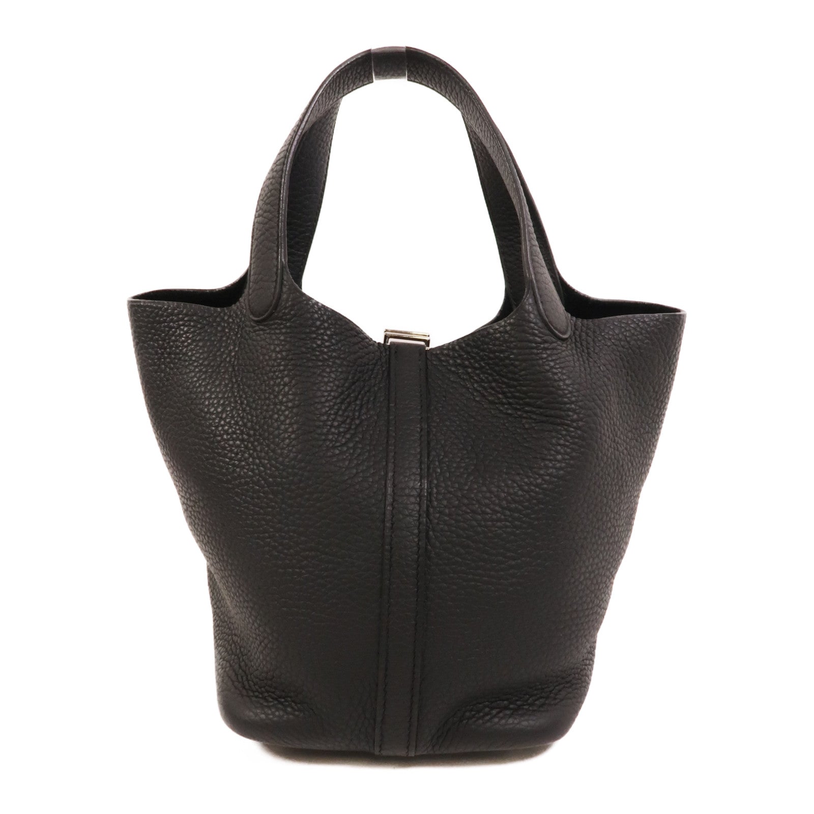 HERMES Clemence皮革Picotin PM手挽袋Noir